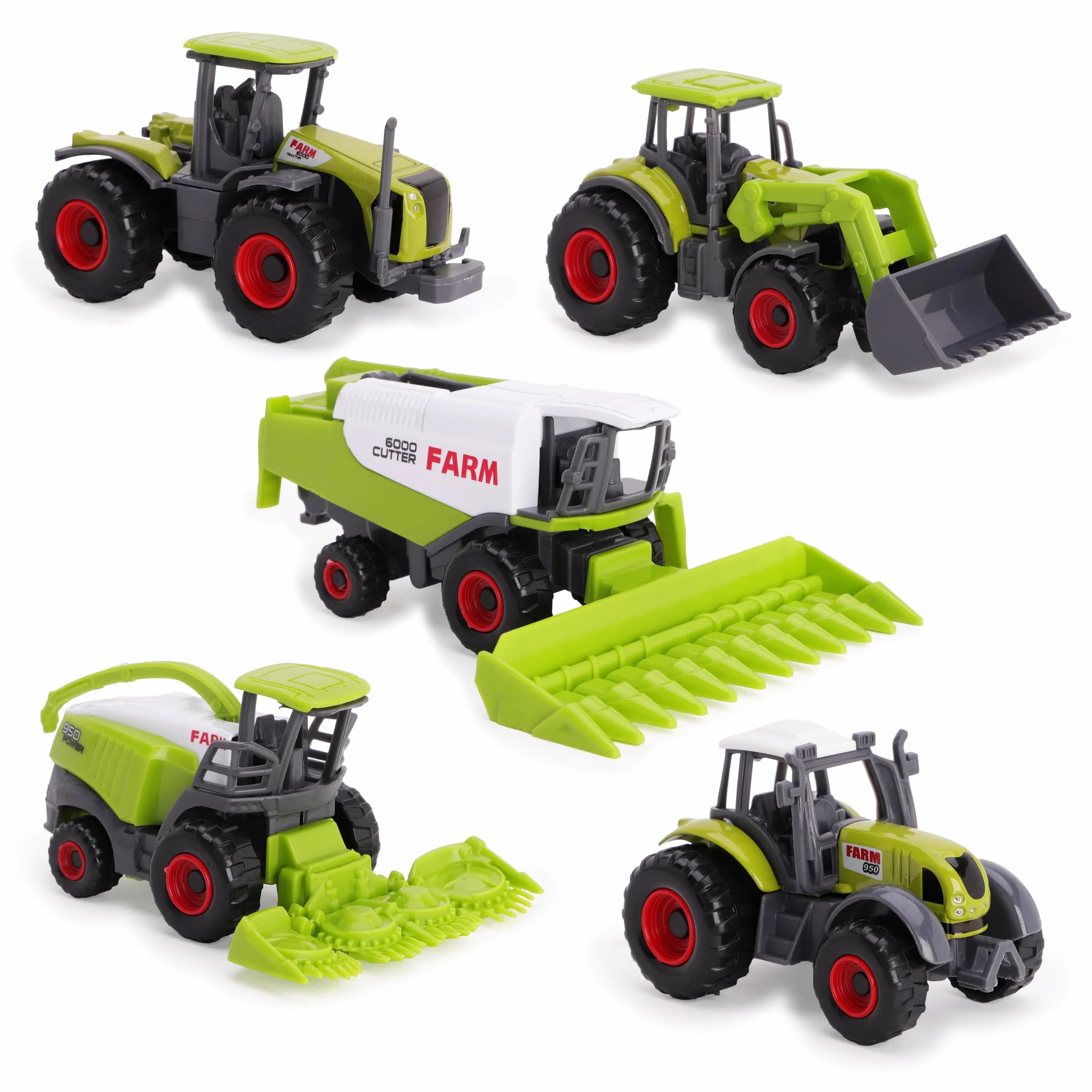 Toyland Ensemble de 5 Jouets pour Machines agricoles en métal moulé Vert 4,5 cm
