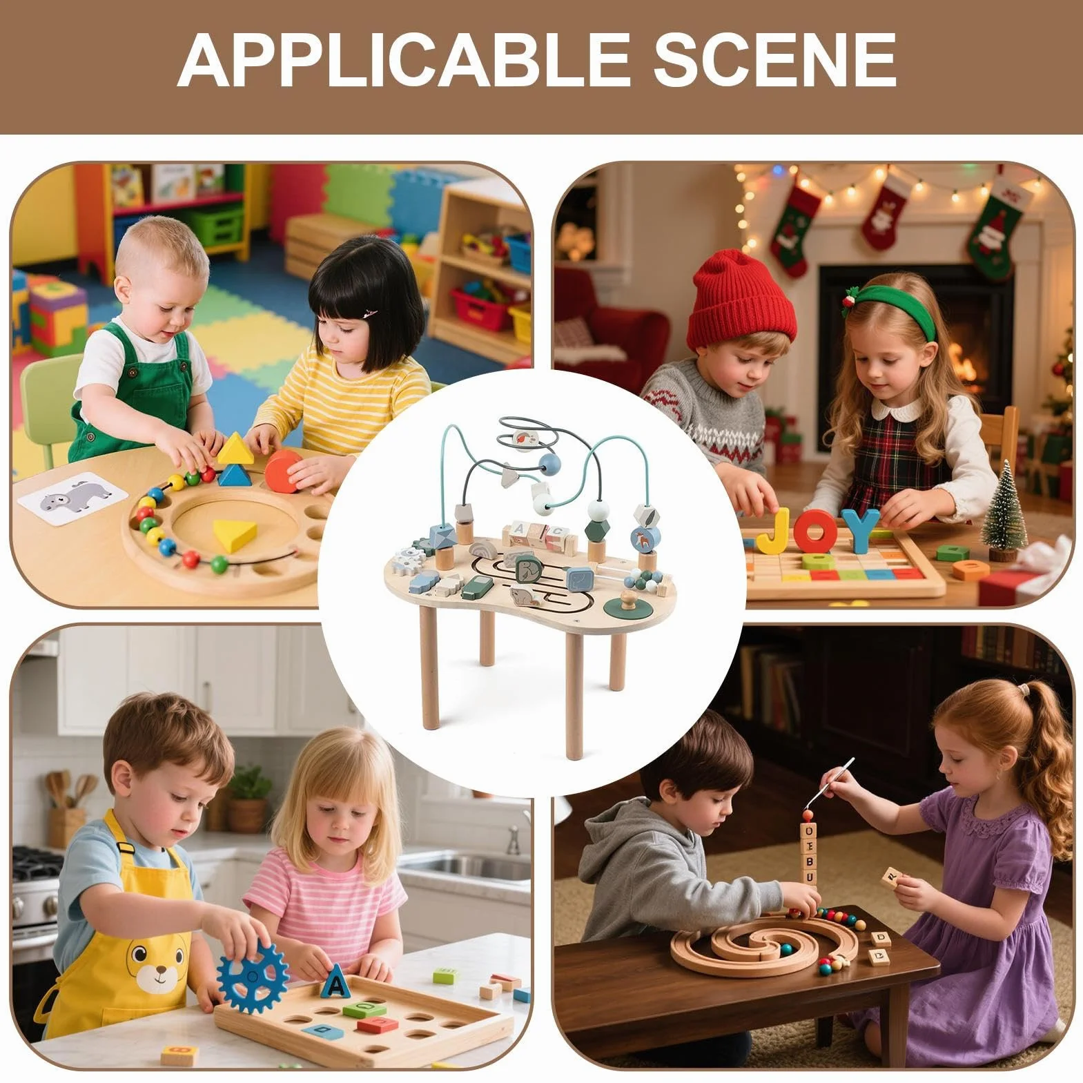 Table D'activités en Bois 15,35 Pouces Jouet De Table Pédagogique Station De Jeu Polyvalente pour Garçons