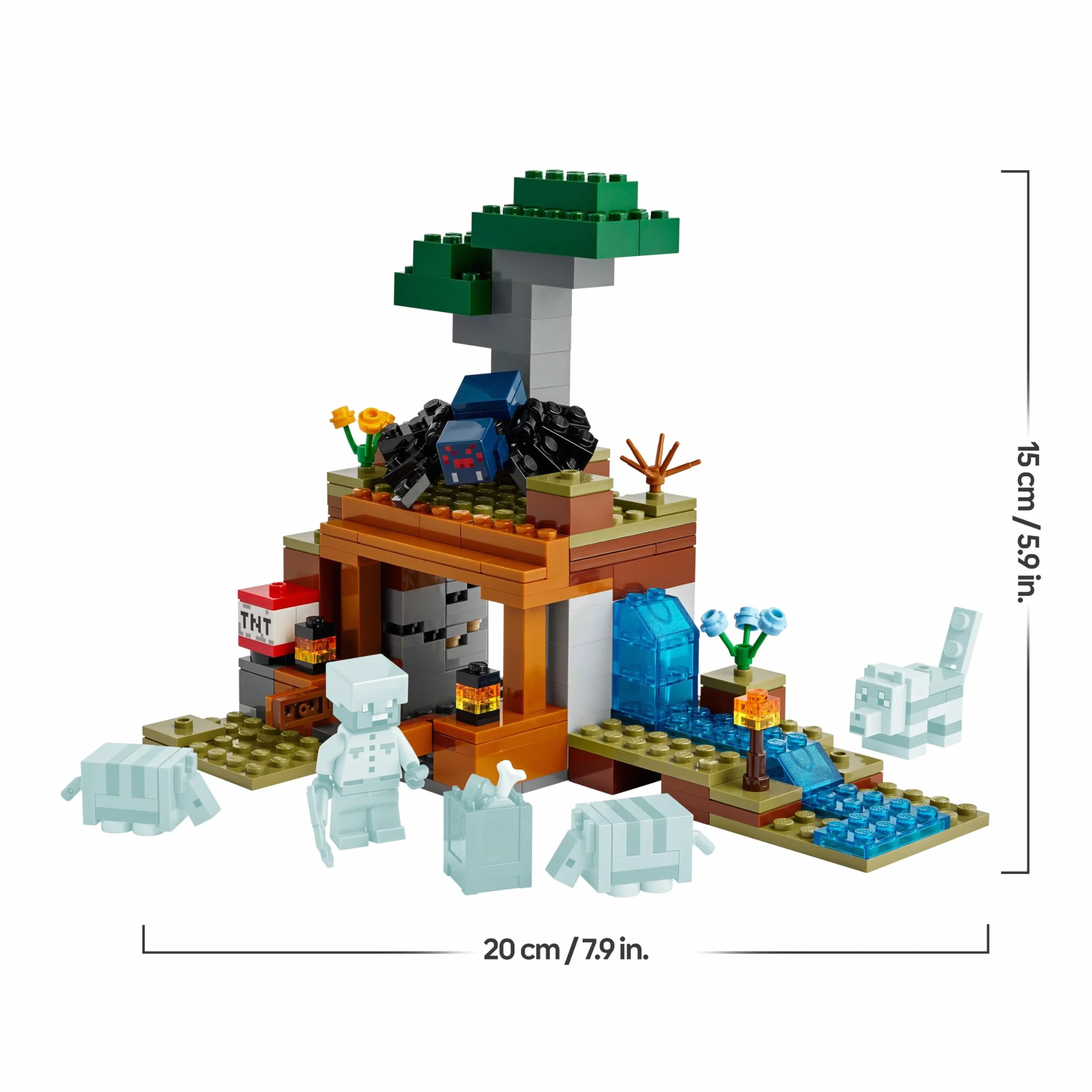 LEGO Minecraft L’Expédition dans la Mine du Tatou 21269 Jouet Interactif Figurines Araignée Venimeuse Loup TNT Cadeau 8 Ans