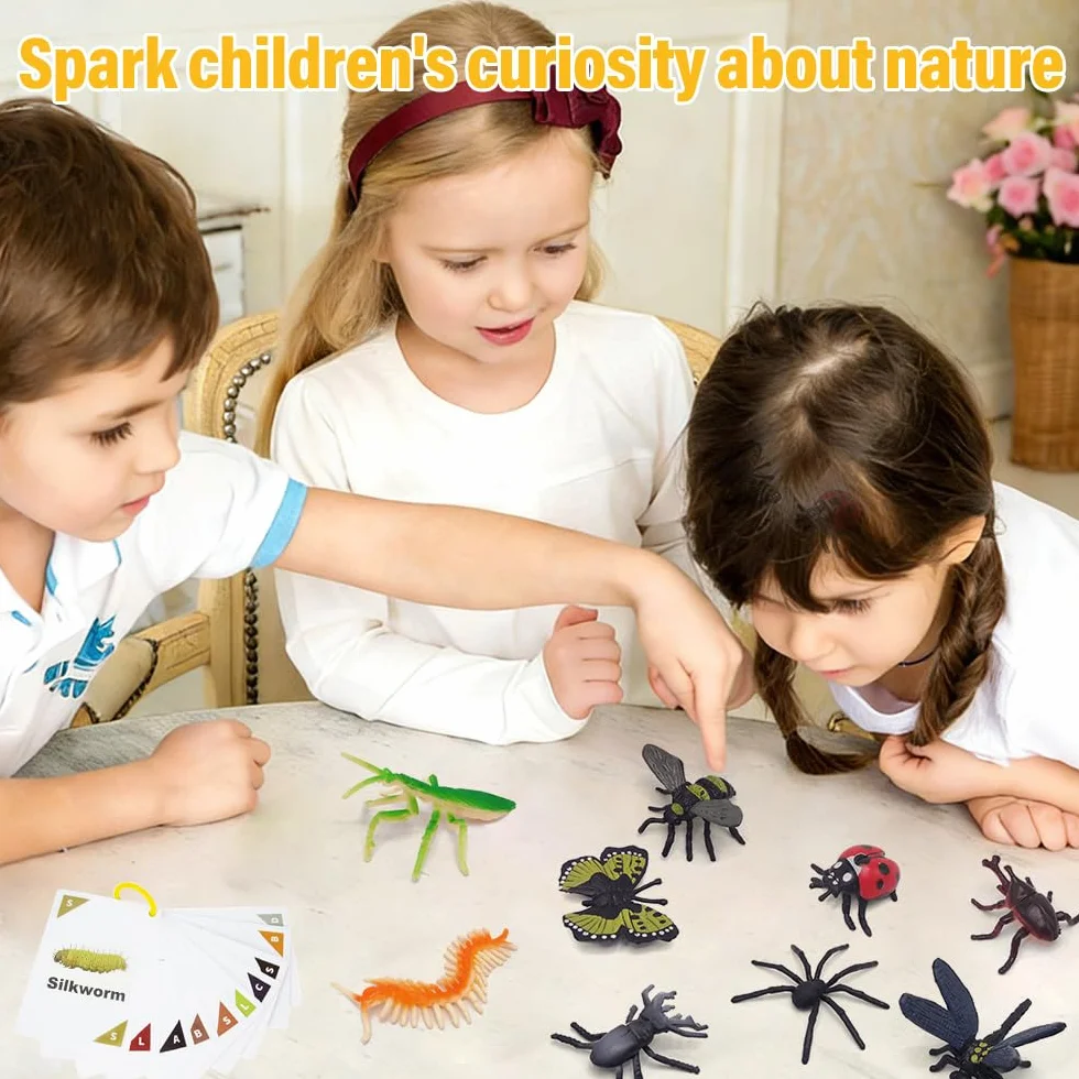 Kit Exploration Enfant Jeux Exterieur avec Boite Insecte, Loupe, 12 Insectes Plastique, Jouet Educatif 3-6 Ans