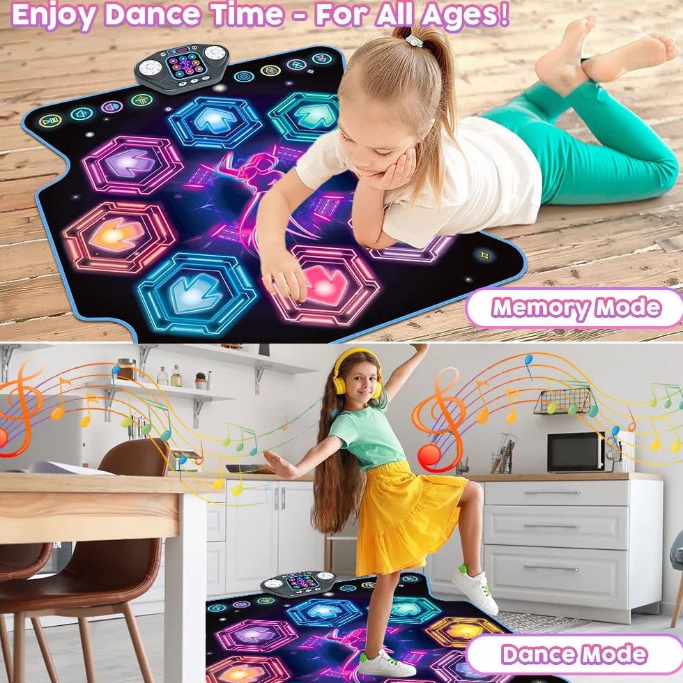 VATOS Tapis de Danse Électronique Enfants 8 Touches LED 4-8 Ans Cadeau Anniversaire Filles Garçons