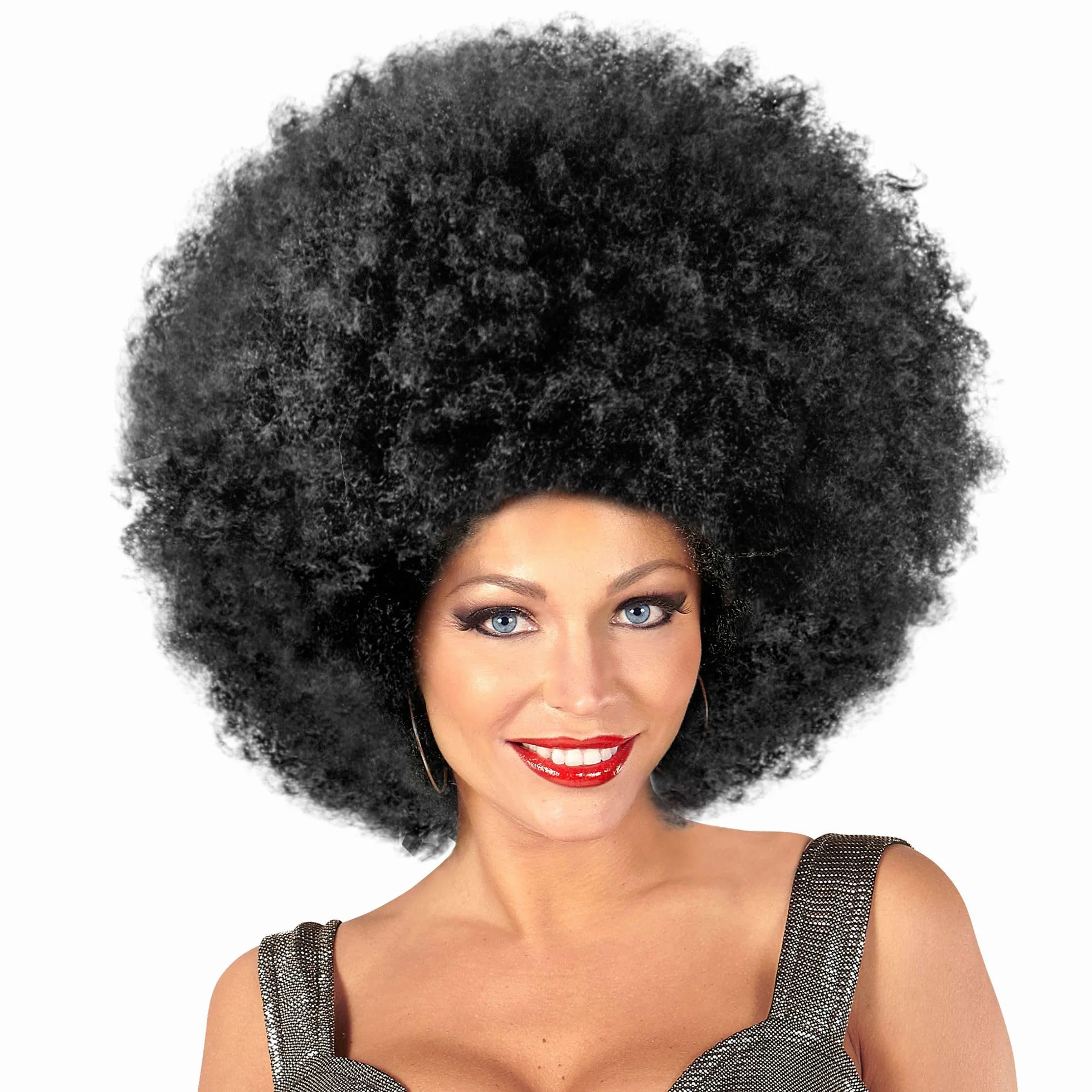 W WIDMANN MILANO Perruque Jimmy noir bouclée maxi carnaval fête à thème