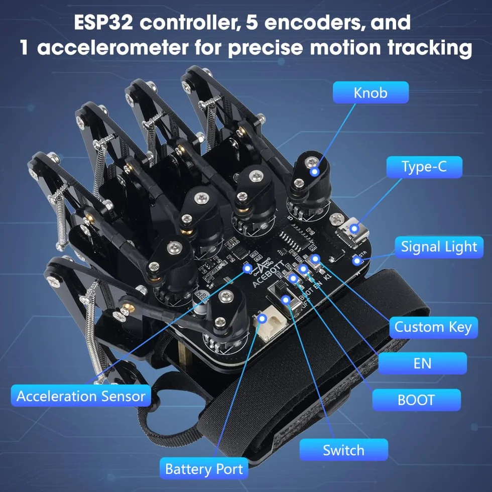 ESP32 bras robotique sans fil détection mouvement kit STEM Arduino ACECode Python télécommande