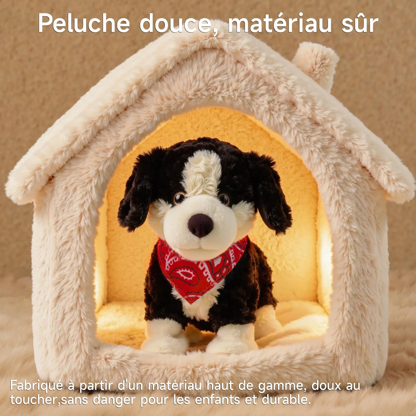 Chien Interactif Enfant Commande Vocale Peluche Marche Parle Aboie Jouet Électronique Cadeau 3+ Ans