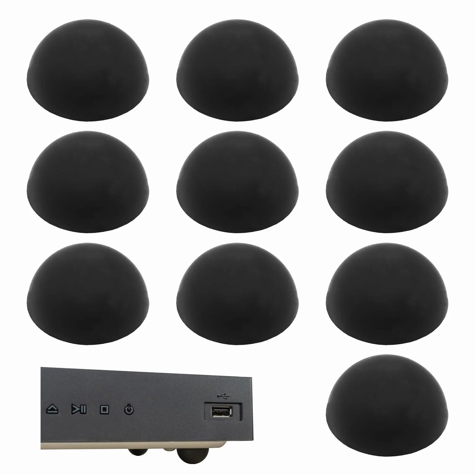 Pieds Autocollants Hémisphériques en Silicone 19x10mm, Amortisseurs de Vibrations pour Appareils Ménagers, Noir