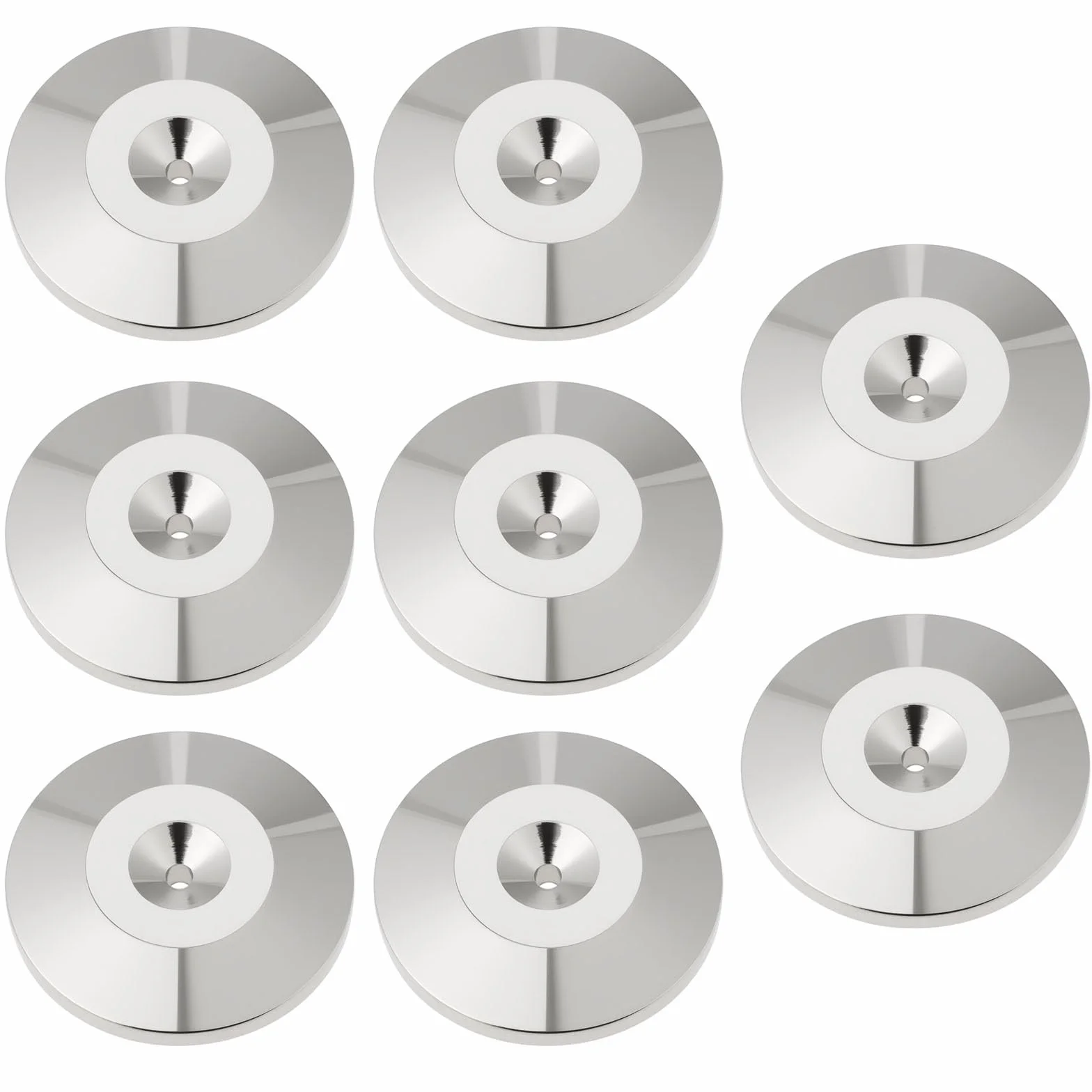 Lot de 8 Patins de Protection pour Pointes de Haut-Parleur Argentés 25 mm x 5 mm