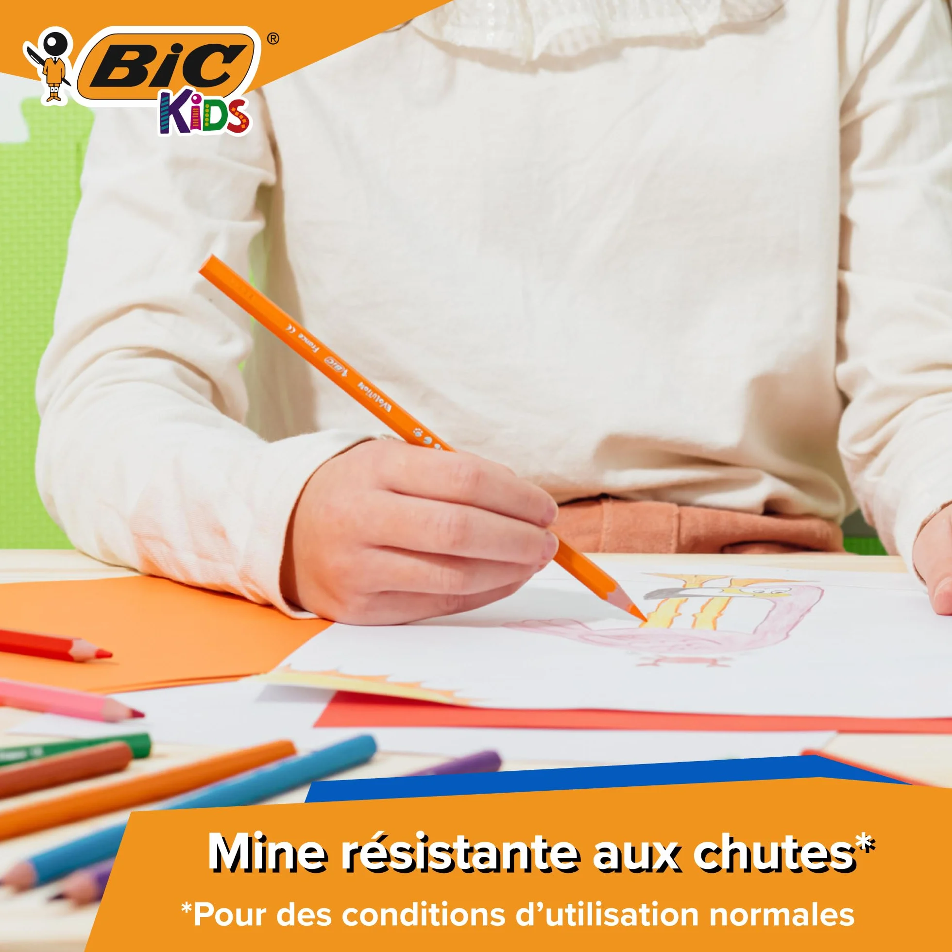 BIC Kids Ecriture Evolution Crayons de Couleur Eco-responsables - Etui Carton de 24