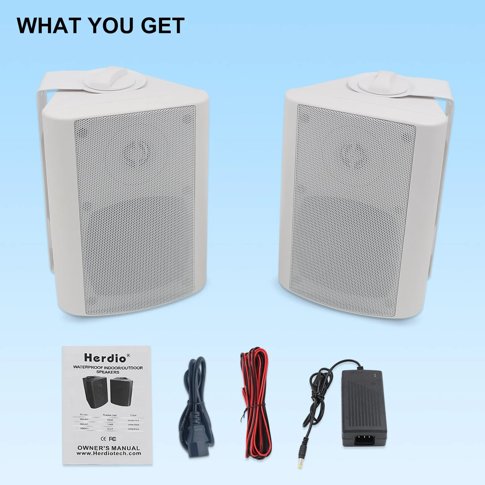 Herdio Haut-parleurs Bluetooth extérieurs 5,25 Pouces 300 W Enceintes d'extérieur étanche Mural Blanc