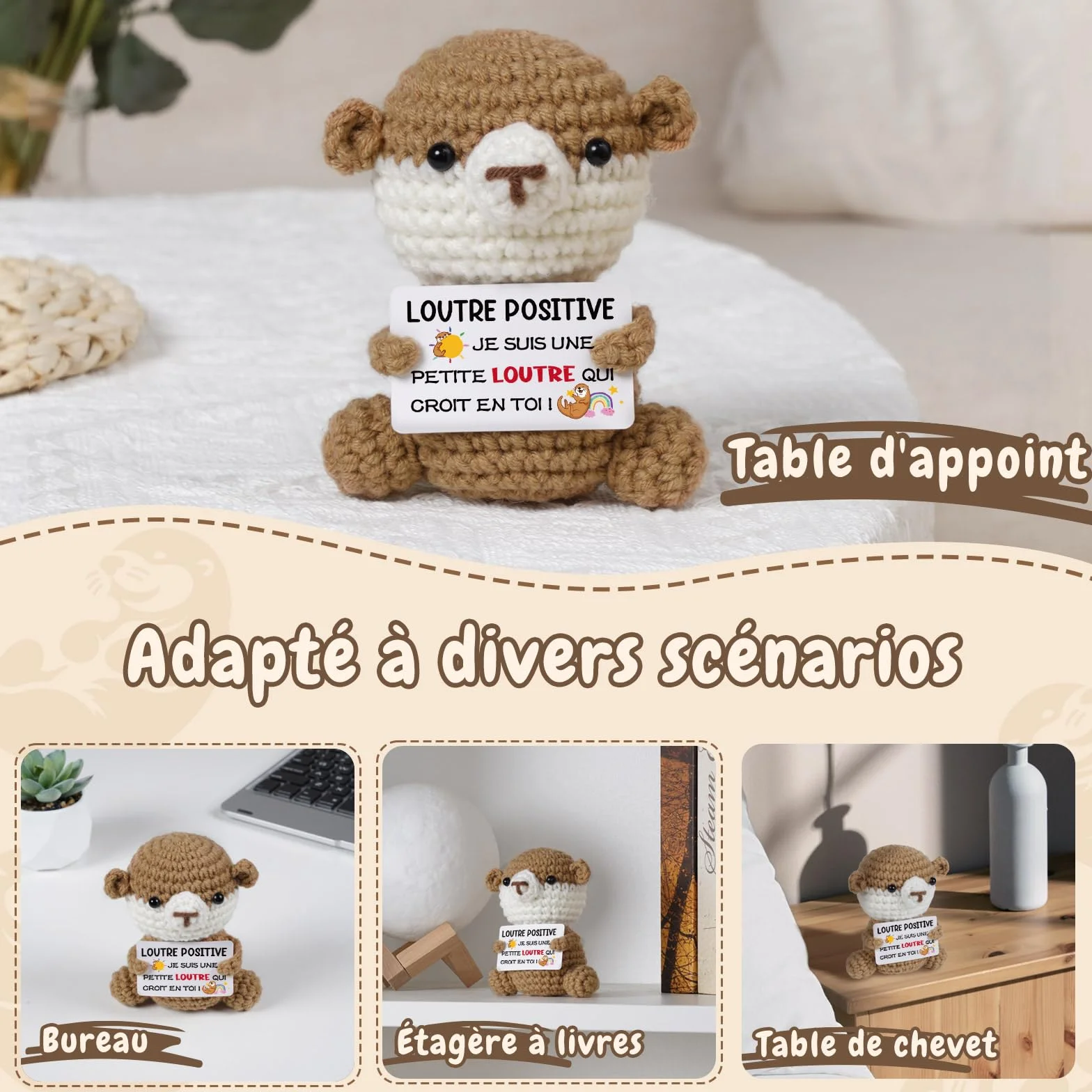 Peluche Loutre Positive avec Carte - Cadeau Original Femme Homme