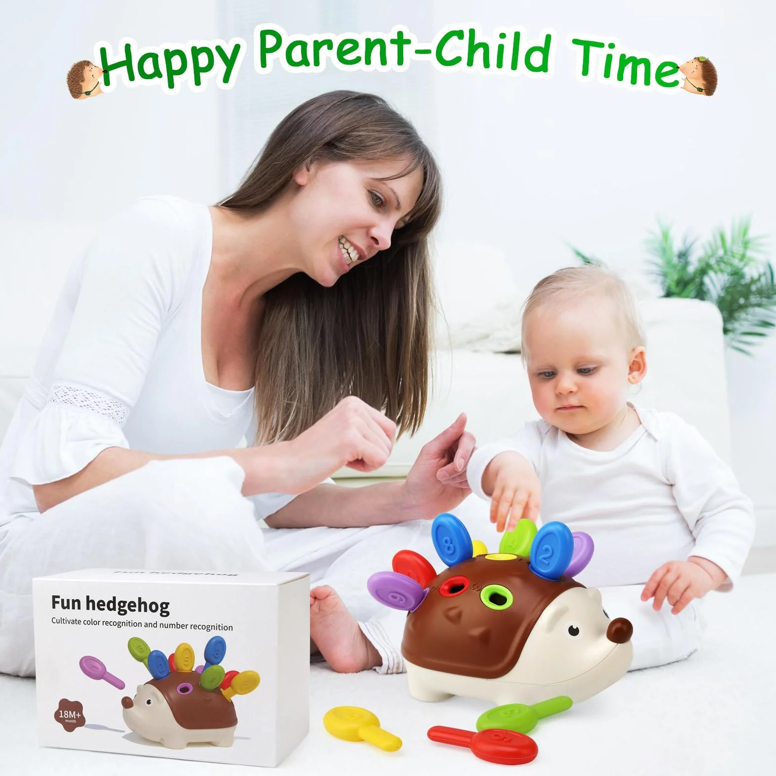 Jouet Montessori 18 Mois, Hérisson Jouet de Tri Sensoriel Motricité Fine, Jeux Éducatif Apprendre Compter Couleurs, Cadeau Enfants 2 3 Ans