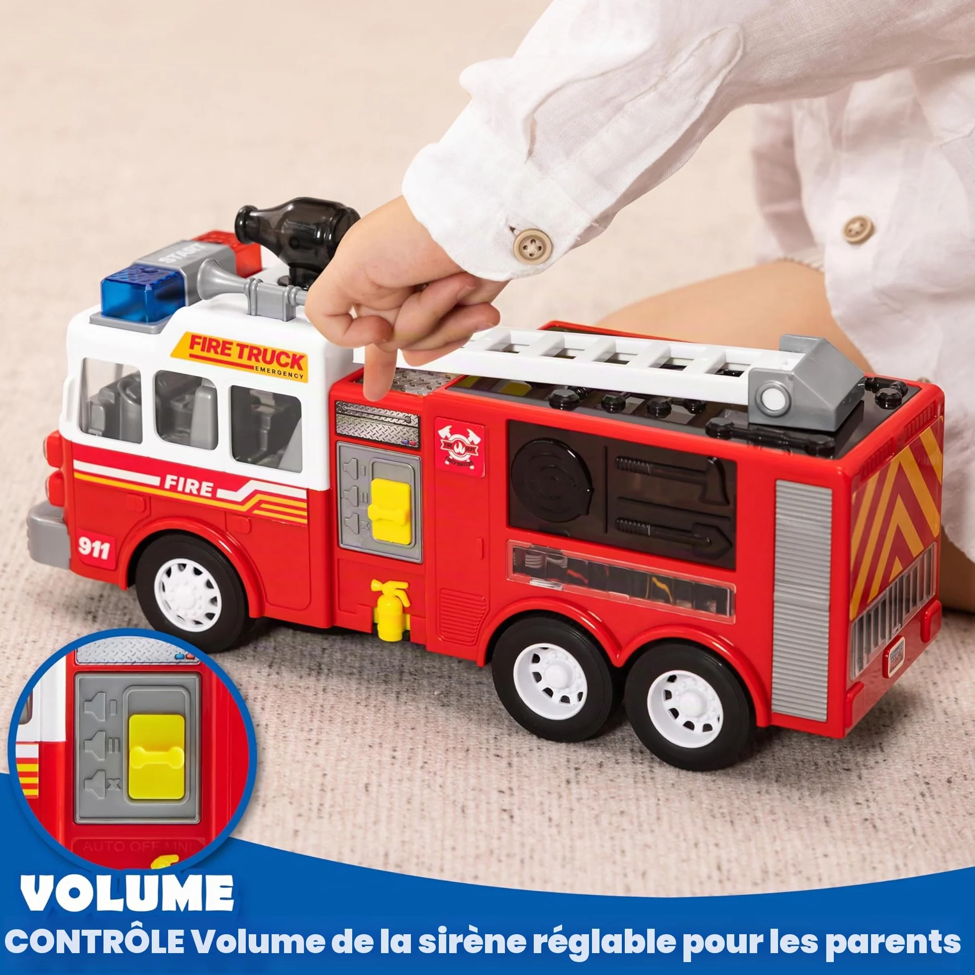 JOYIN Camion de Pompiers Voiture pour Enfant 3 4 5 6 Ans avec Projections et Sirènes à Del