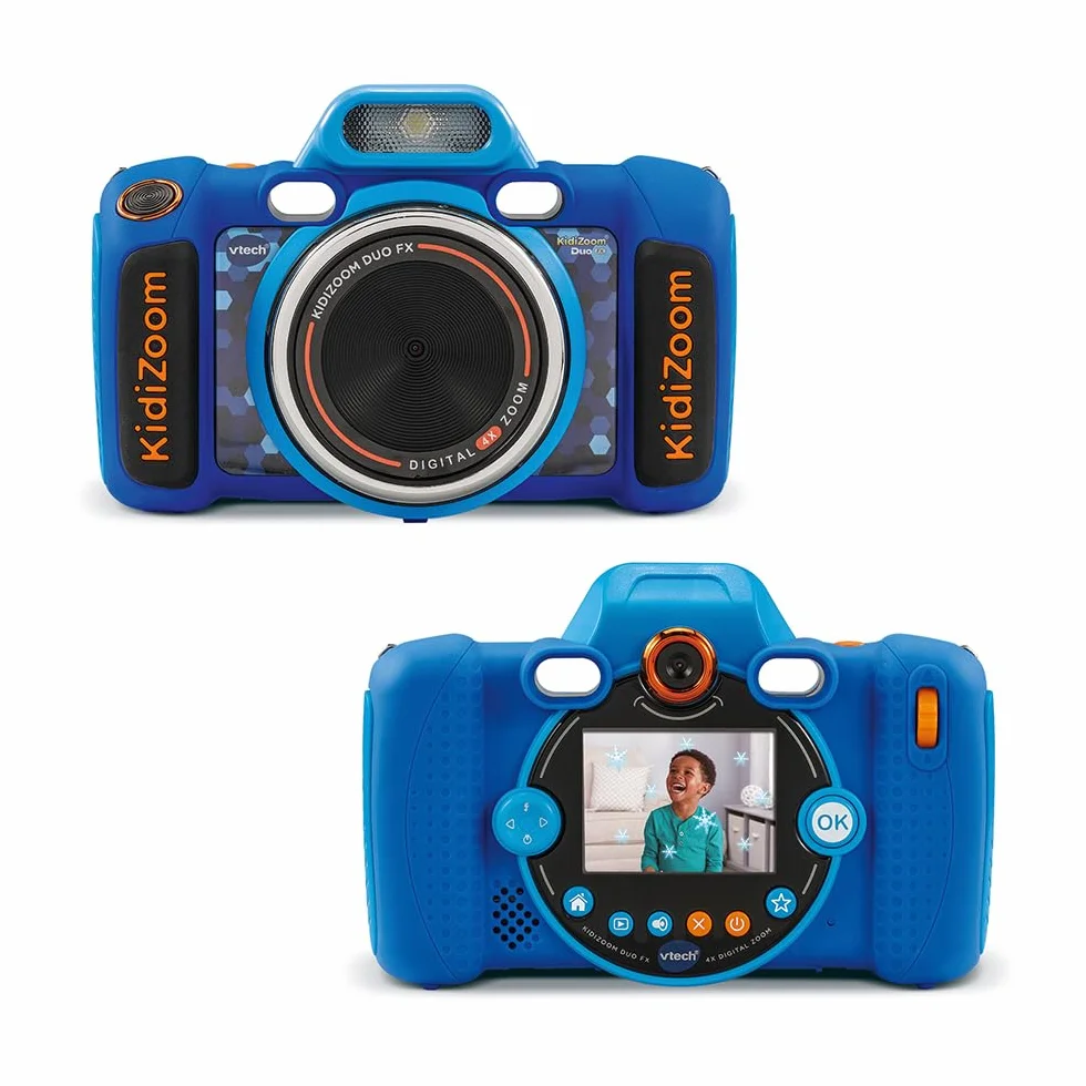VTech KidiZoom Duo FX Bleu Appareil Photo Numérique Enfant Écran Couleur Studio BD Filtres Effets Cadeau 4-12 Ans