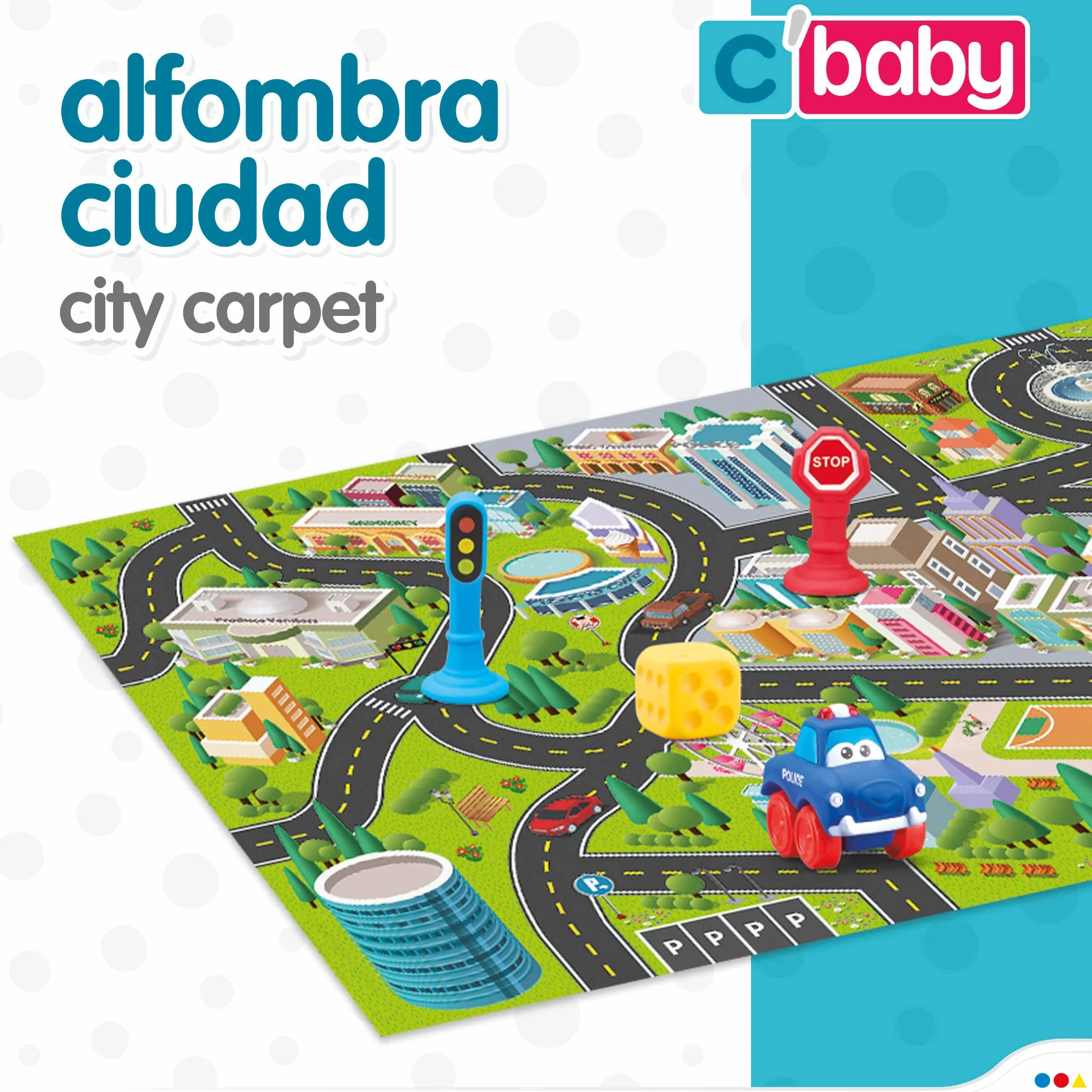 ColorBaby Tapis de circuit de voitures pour enfants avec accessoires souples