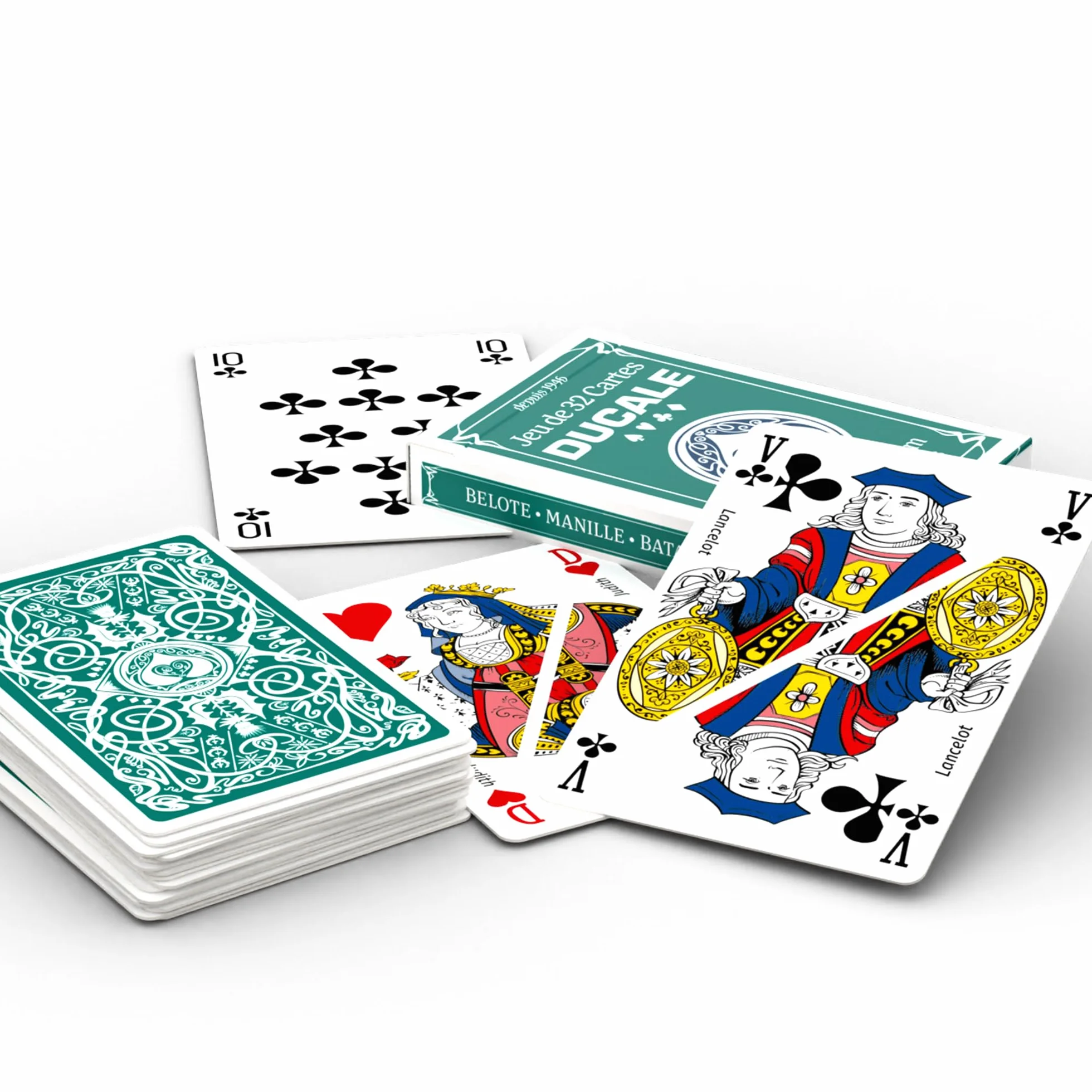Ducale Origine Jeu de 32 Cartes à Jouer Premium Boîte de Rangement Belote Manille Fabriqué en France