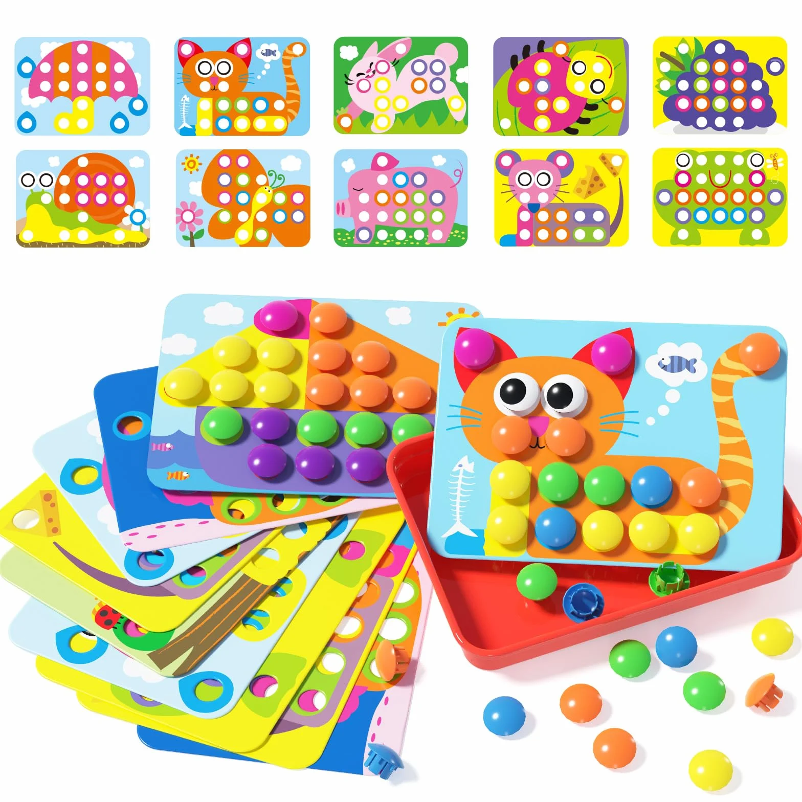 AMOSTING Jeux pour enfants apprendre les couleurs 20 modèles d'images dès 2 ans