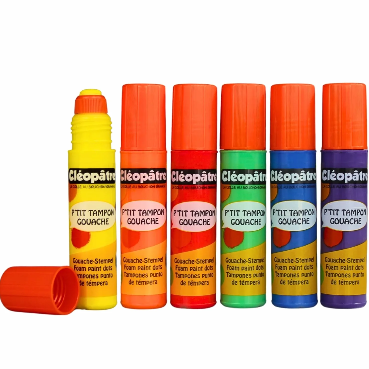 CLEOPATRE Lot de 6 P'tits Tampons de Peinture Gouache 50ml Dot Marker pour Enfant