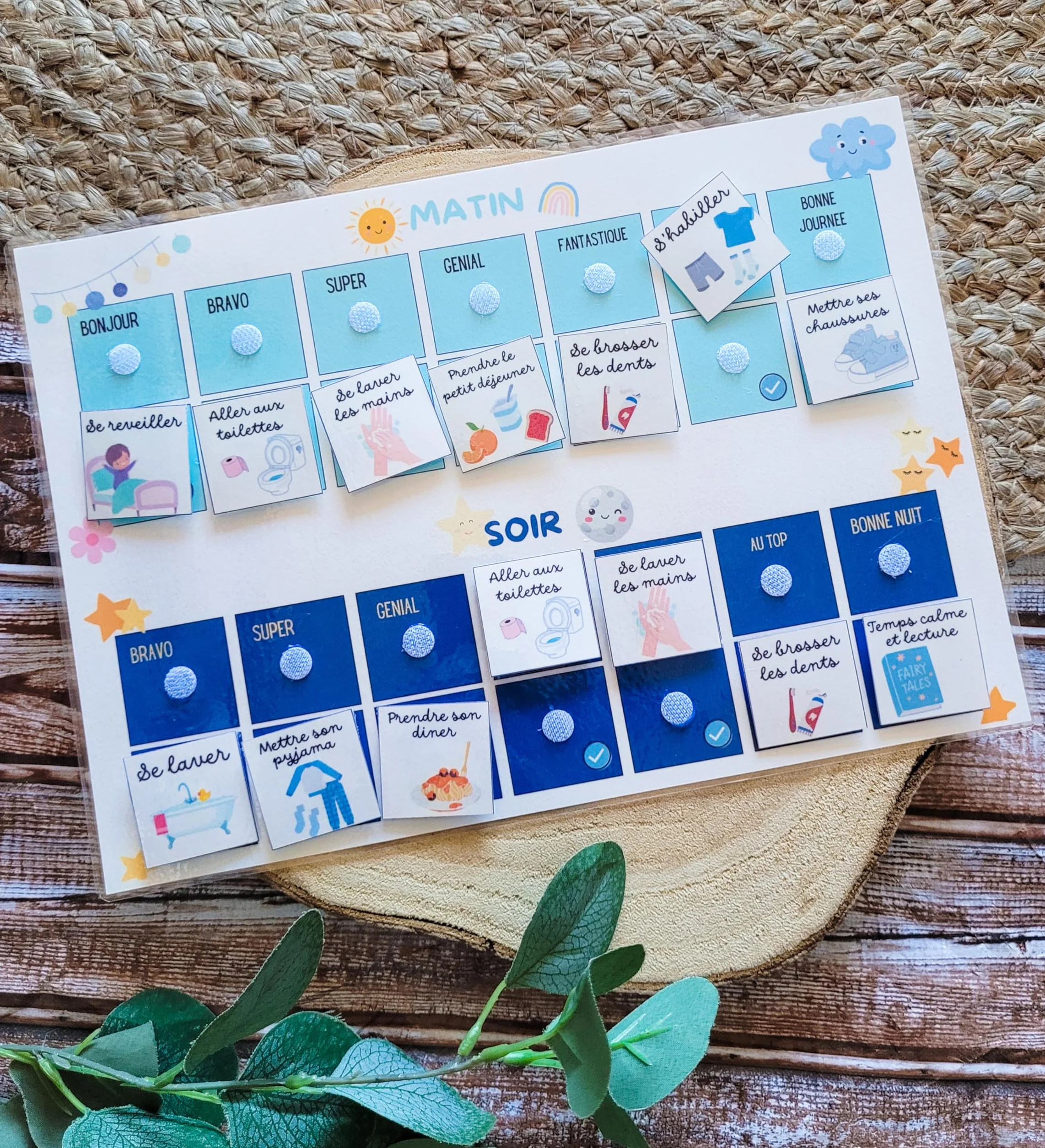 Tableau de Routine journalière du Matin et du Soir pour Enfant
