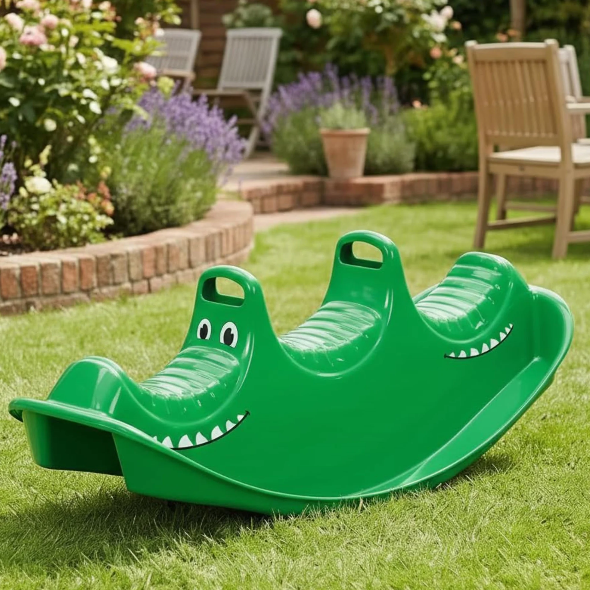 Dantoy Bascule Rocking Horse 3 Places Vert pour Enfants 1.5-5 Ans
