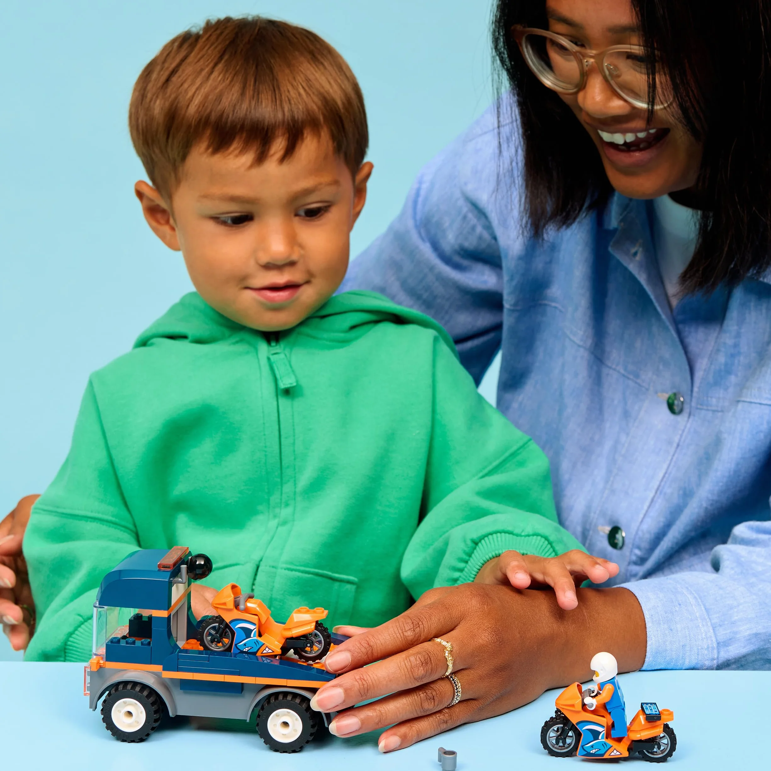 LEGO City Motorcycle Transporter 60491 Flatbed Truck with 2 Motorbikes 2 Minifigures Ramp Accessories Toy for 4+ Year Old Boys