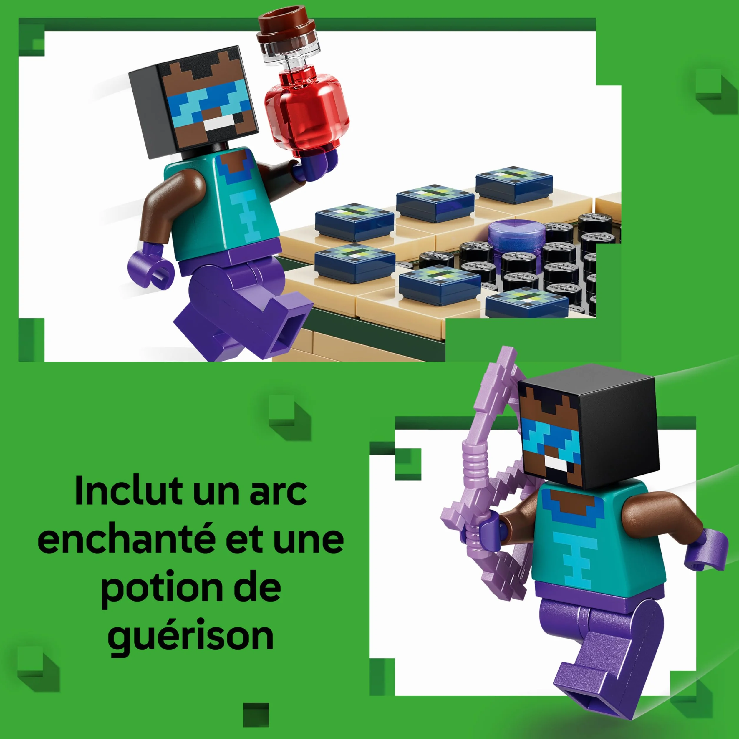 LEGO Minecraft Voyage à Travers Les Portails du Nether et de l’Ender Jouet de Construction Figurines Mobs Héros Enderman Bébé Hoglin Cadeau Gaming 7 Ans