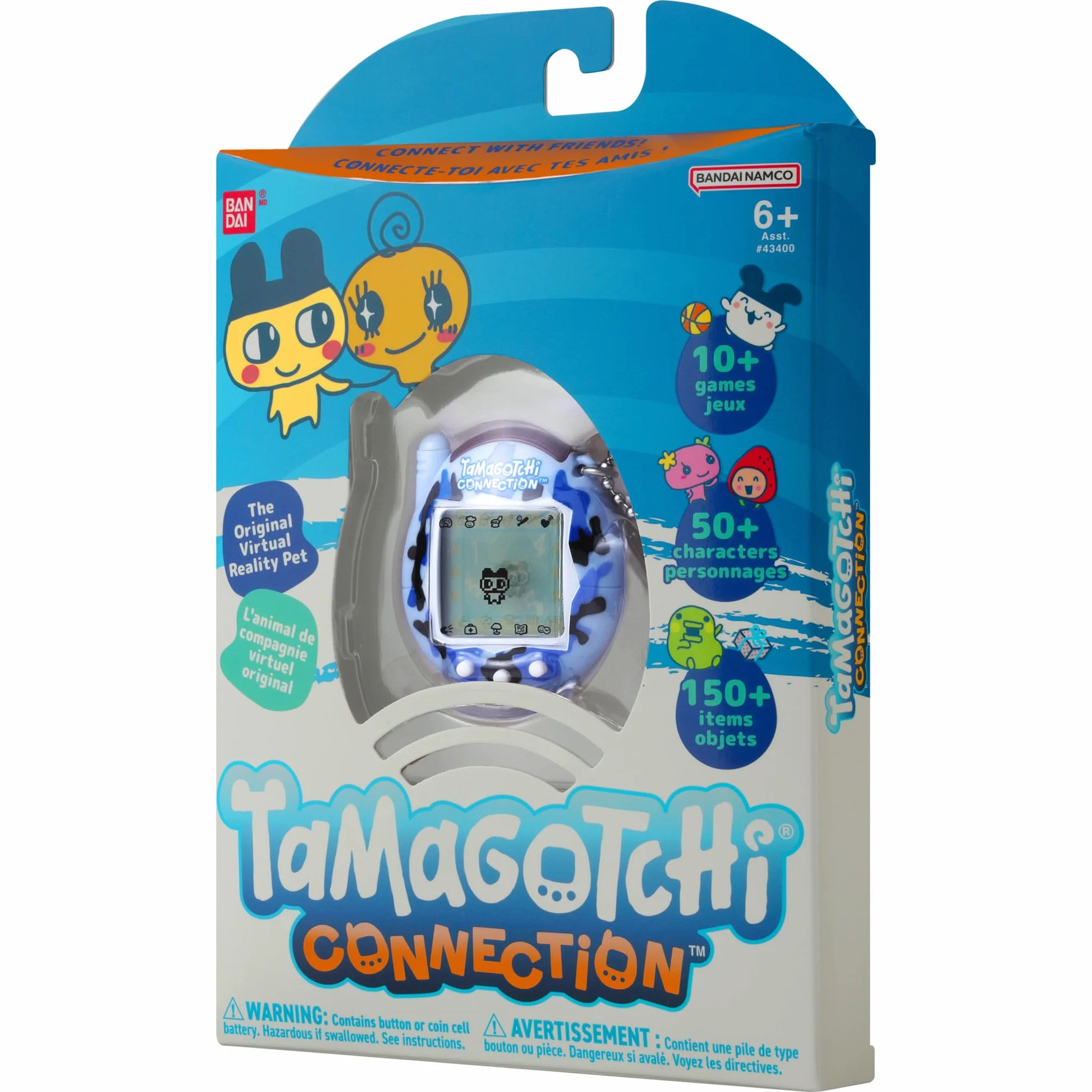 Tamagotchi Connection Wild Blue – Jouet original Cyber Pet des années 90 avec chaîne
