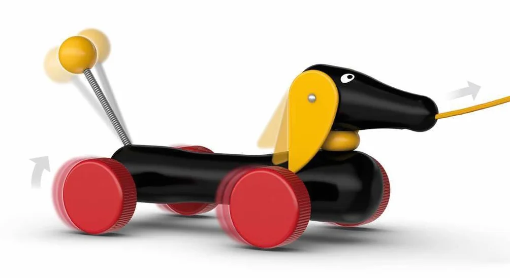 BRIO Jim Le Teckel Chien à tirer en bois certifié FSC® Jouet d'éveil premier âge Stimule la marche Pour enfant à partir de 12 mois