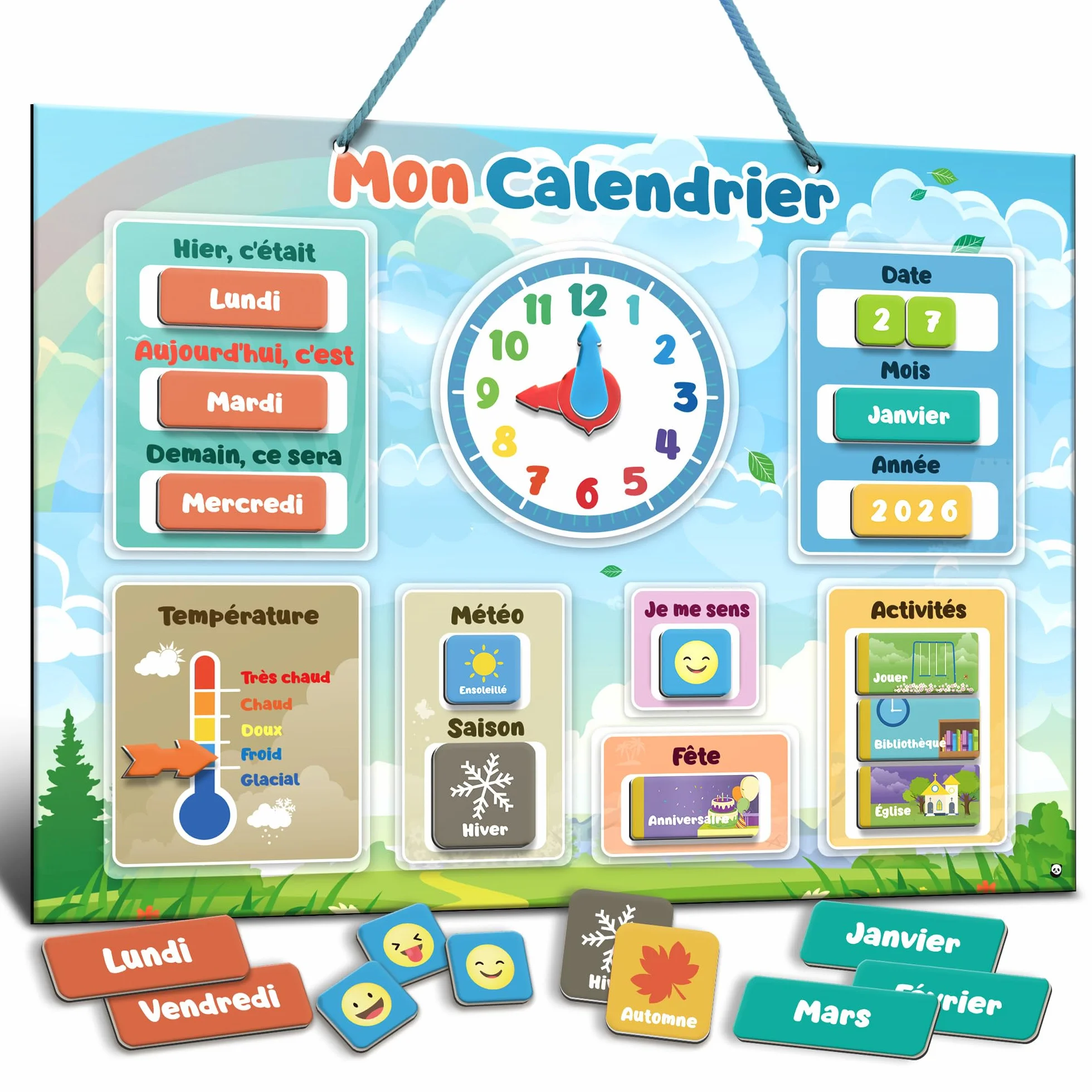 SmartPanda Mon Premier Calendrier Jeu Éducatif Magnétique 30x40cm Français