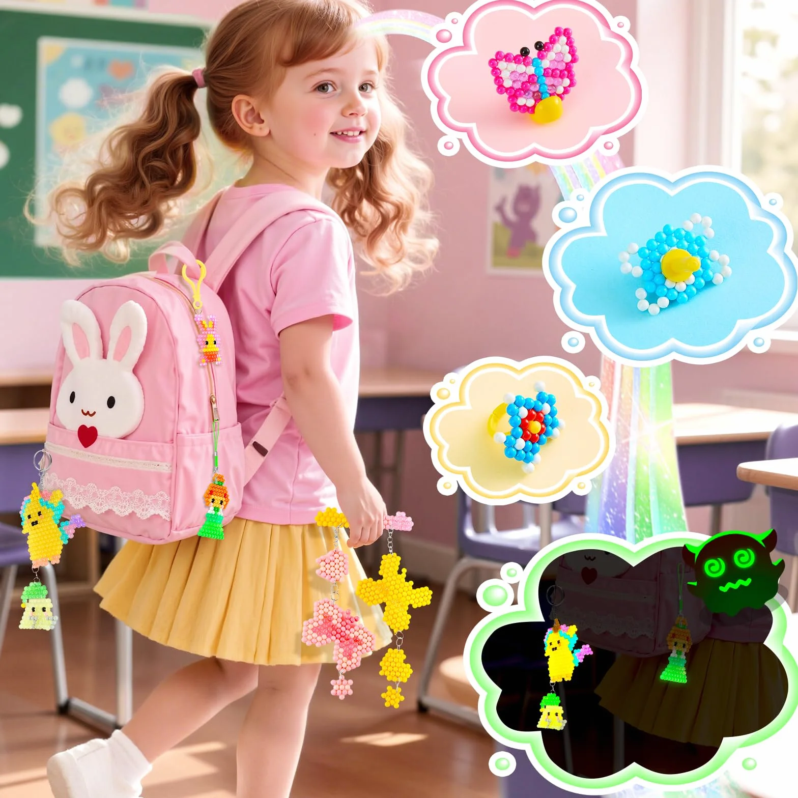Besdiyart Perles d'eau paillettes enfants set recharge brillent dans le noir perles magiques bricolage