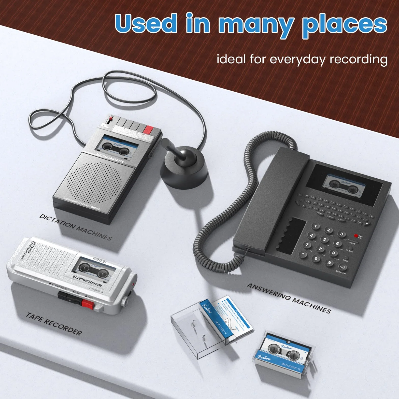 Reshow Lot de 3 Bandes microcassettes Vierges MC-60 Minutes pour Enregistrement