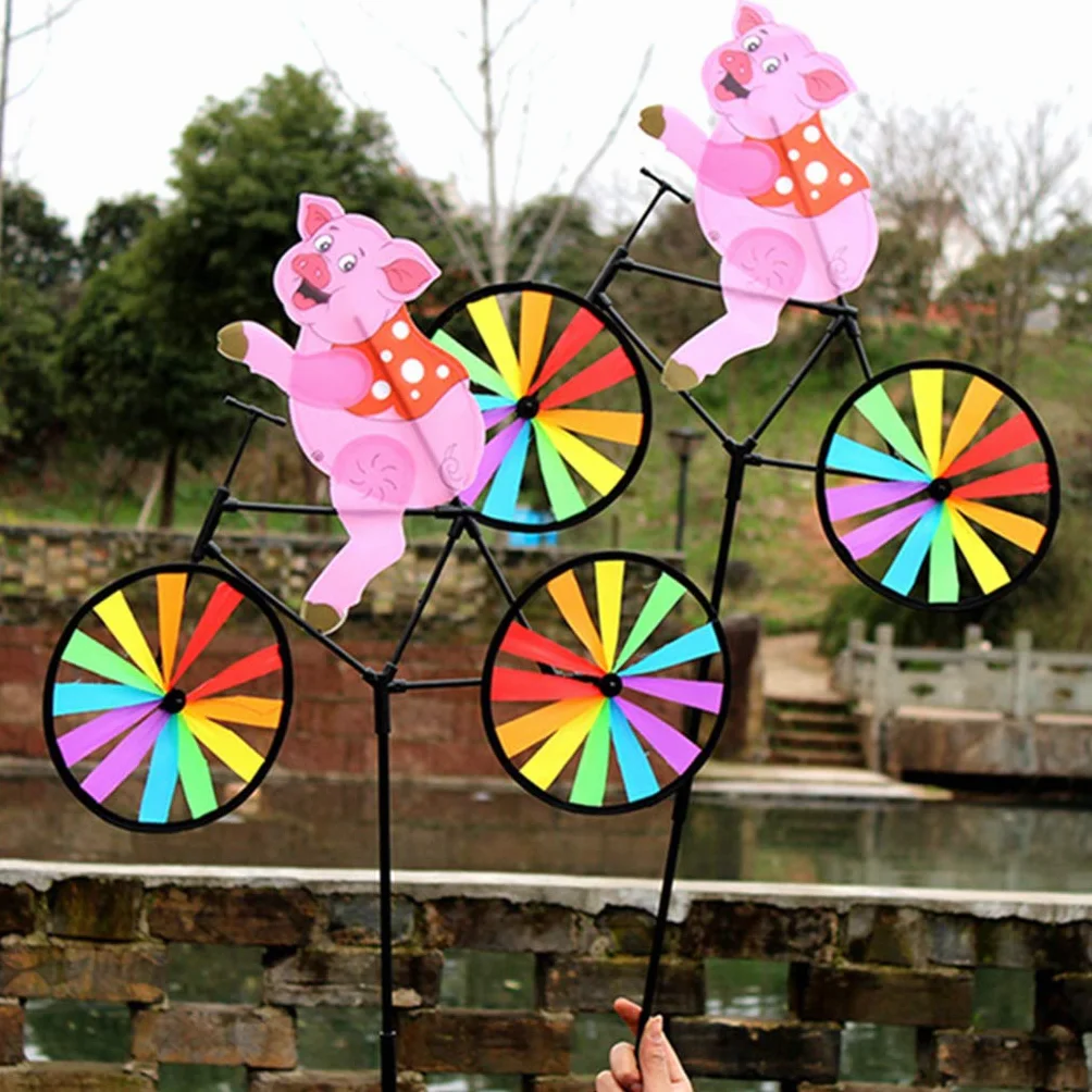 Moulin à vent 3D animal sur vélo Décoration jardin