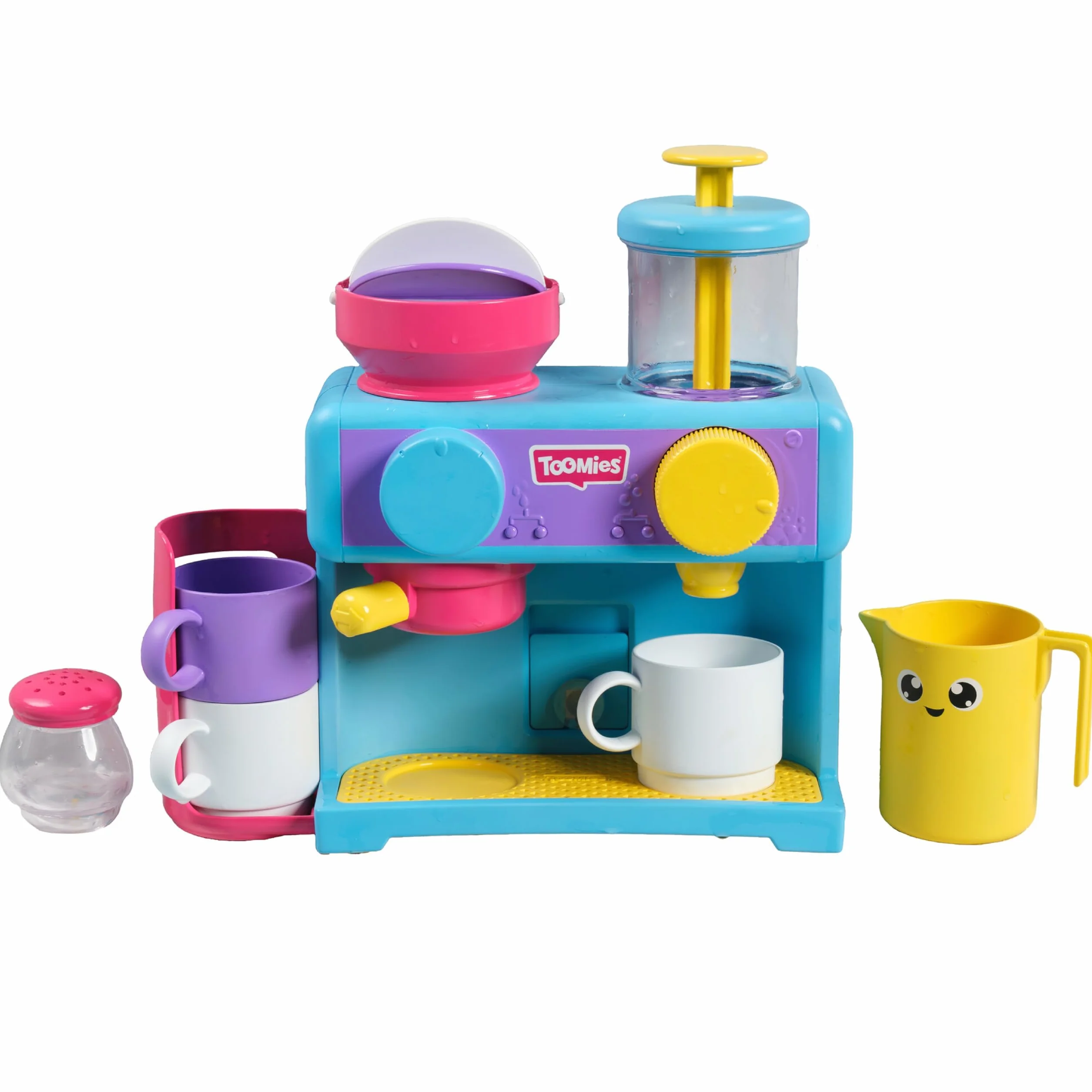 TOMY Toomies Machine à café pour le bain - Jouet de bain bébé avec 3 tasses, 1 pot et 1 shaker - À partir de 18 mois