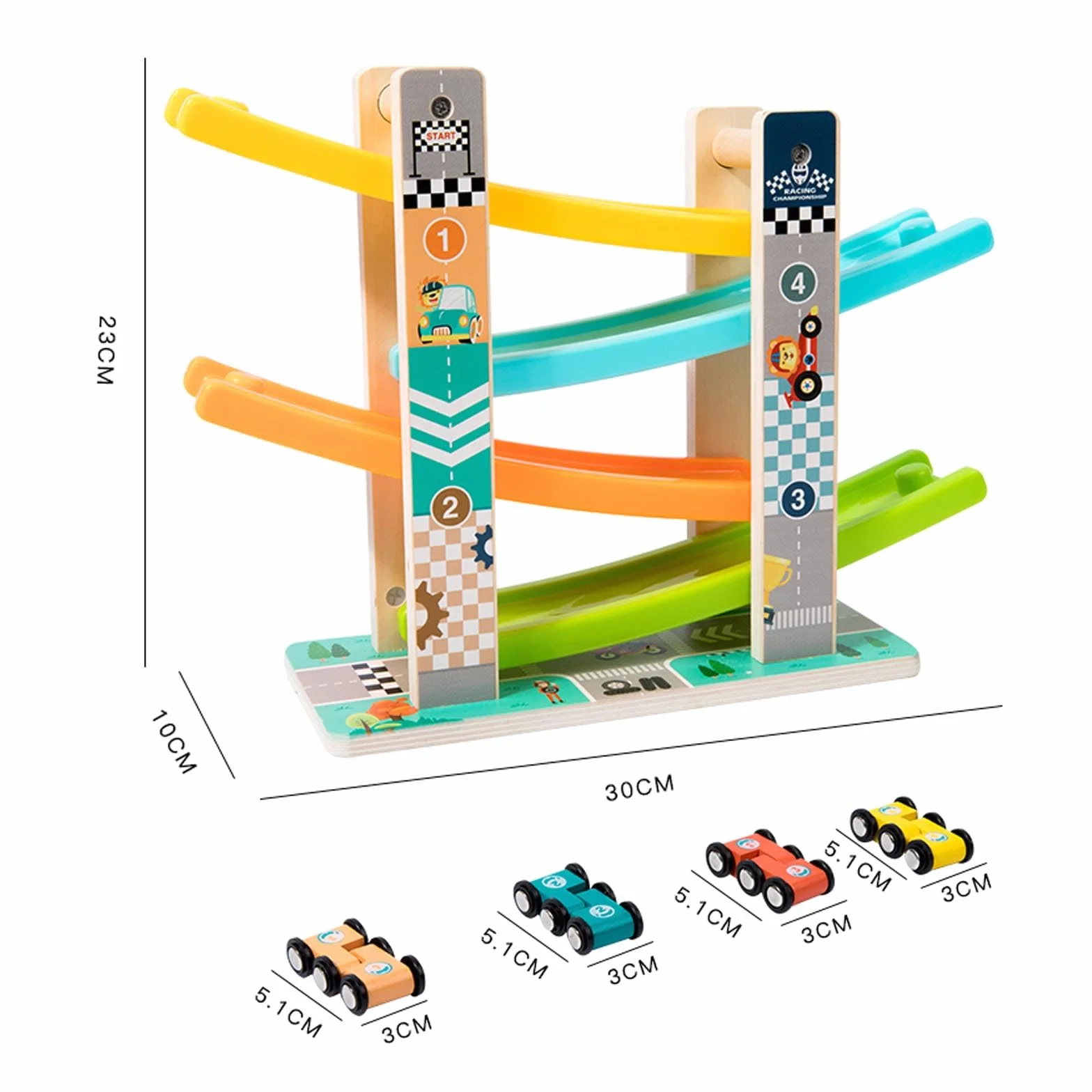 Jouet Montessori Rampe de Course en Bois Circuit Voiture Enfant 1-3 Ans