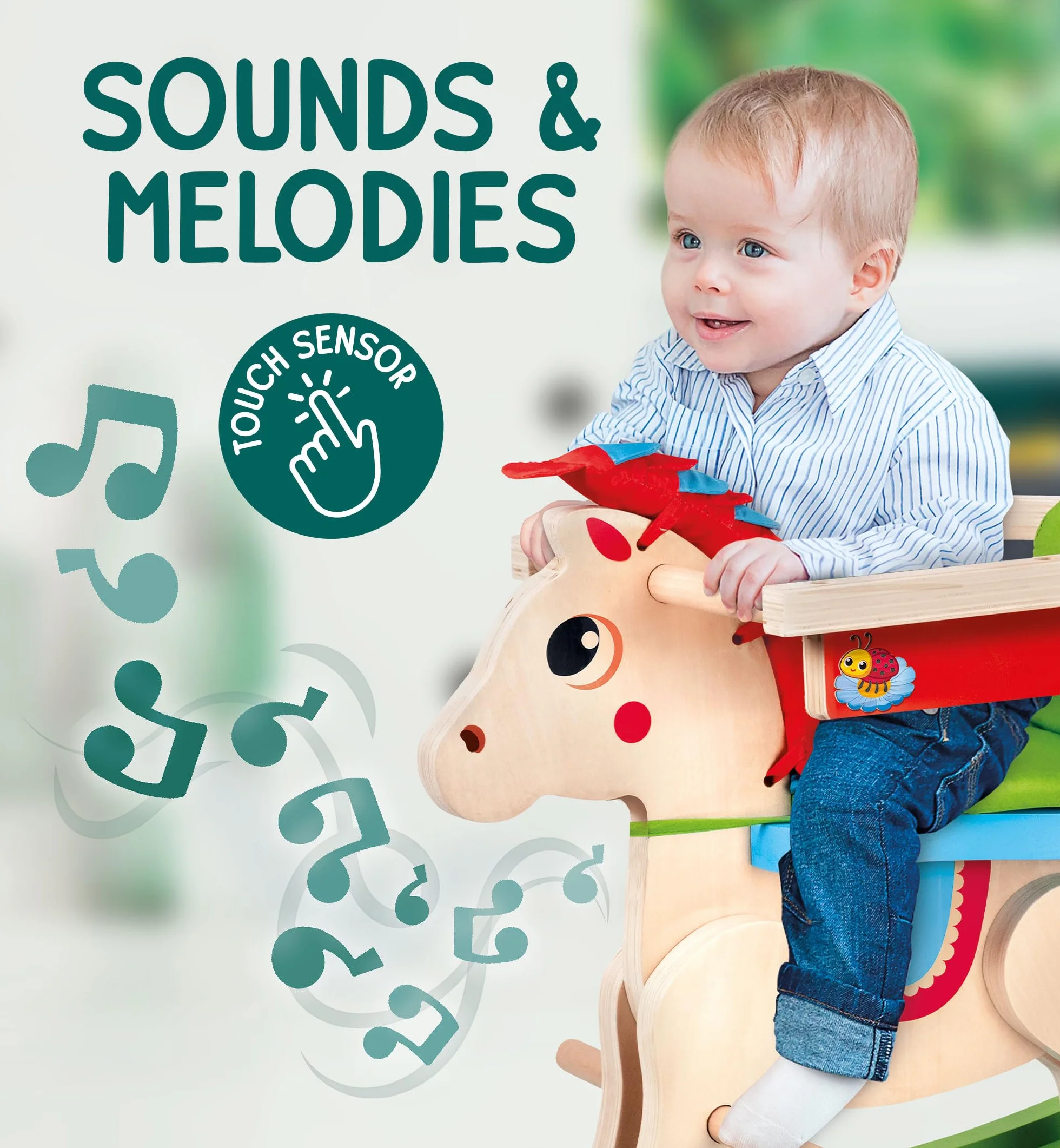 Lisciani Montessori Bois Cheval à Bascule en Bois Électronique Parlant pour Enfants 1-3 Ans