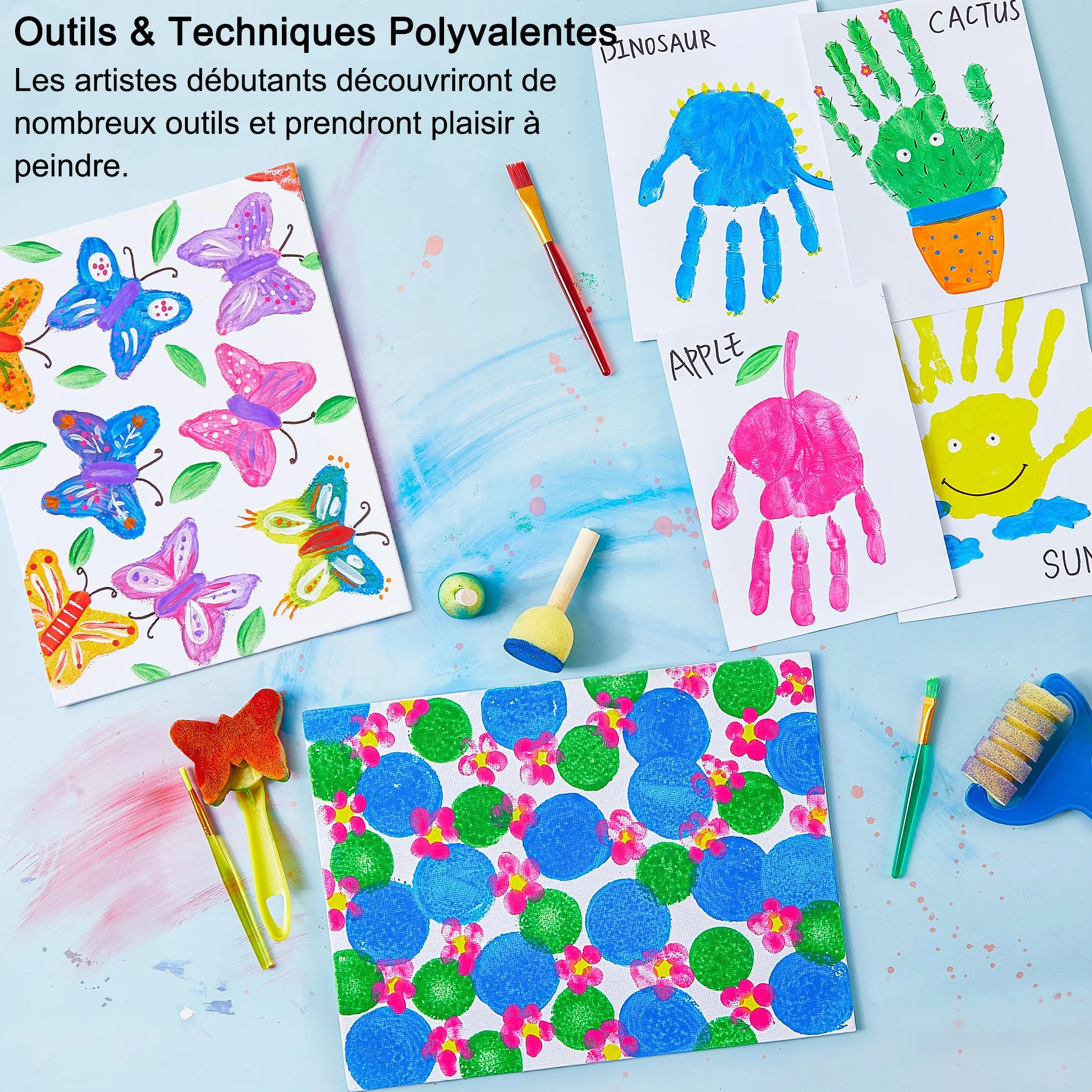 Shuttle Art Peinture au Doigt pour Enfants, 53 Pièces, Lavable, Non Toxique, 14 Couleurs