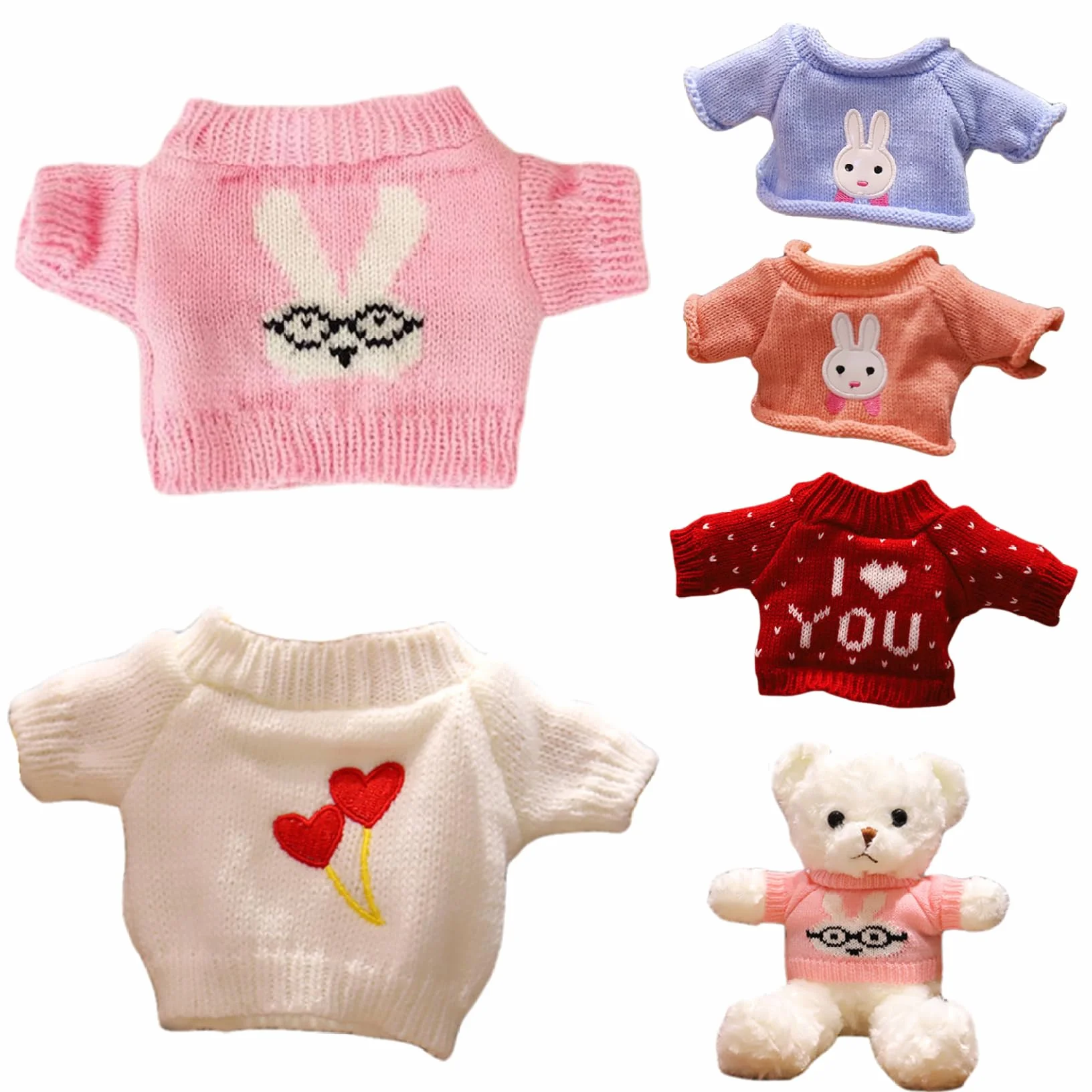Lot de 5 Vêtements pour Ours en Peluche, Pull 20-30 cm, Animaux Mignons