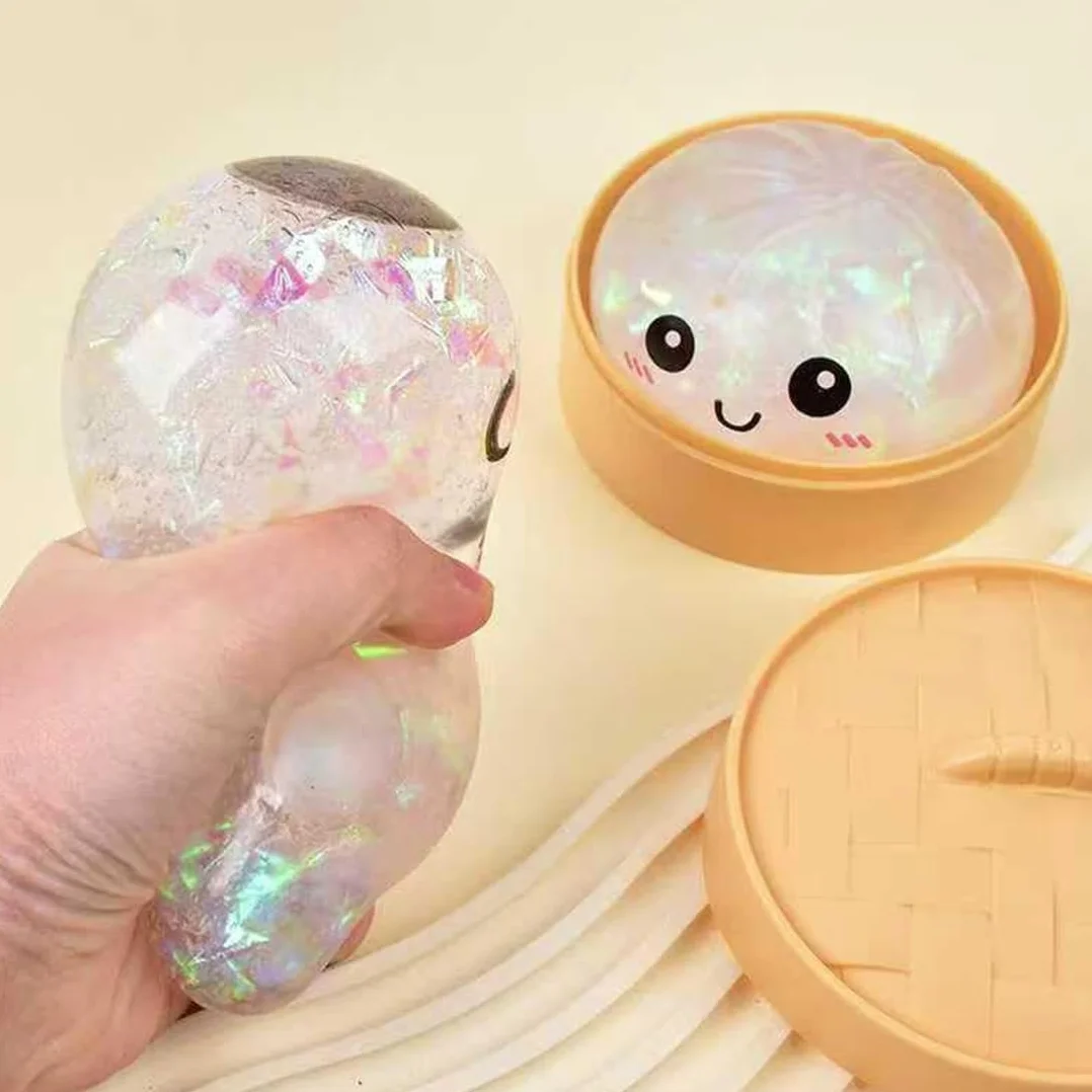 Dumpling Squishy Glitter Anti-Stress Soft Ball Relâcher Tension Surprise Amusante pour Bureau Maison (Aléatoire 1pcs)