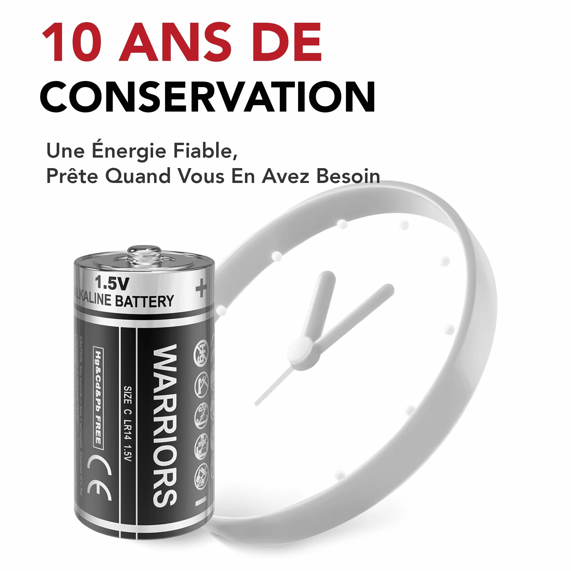 Piles LR14 C Alcalines 1,5V Lot de 8 Warriors 8X Anti-Fuite 10 Ans