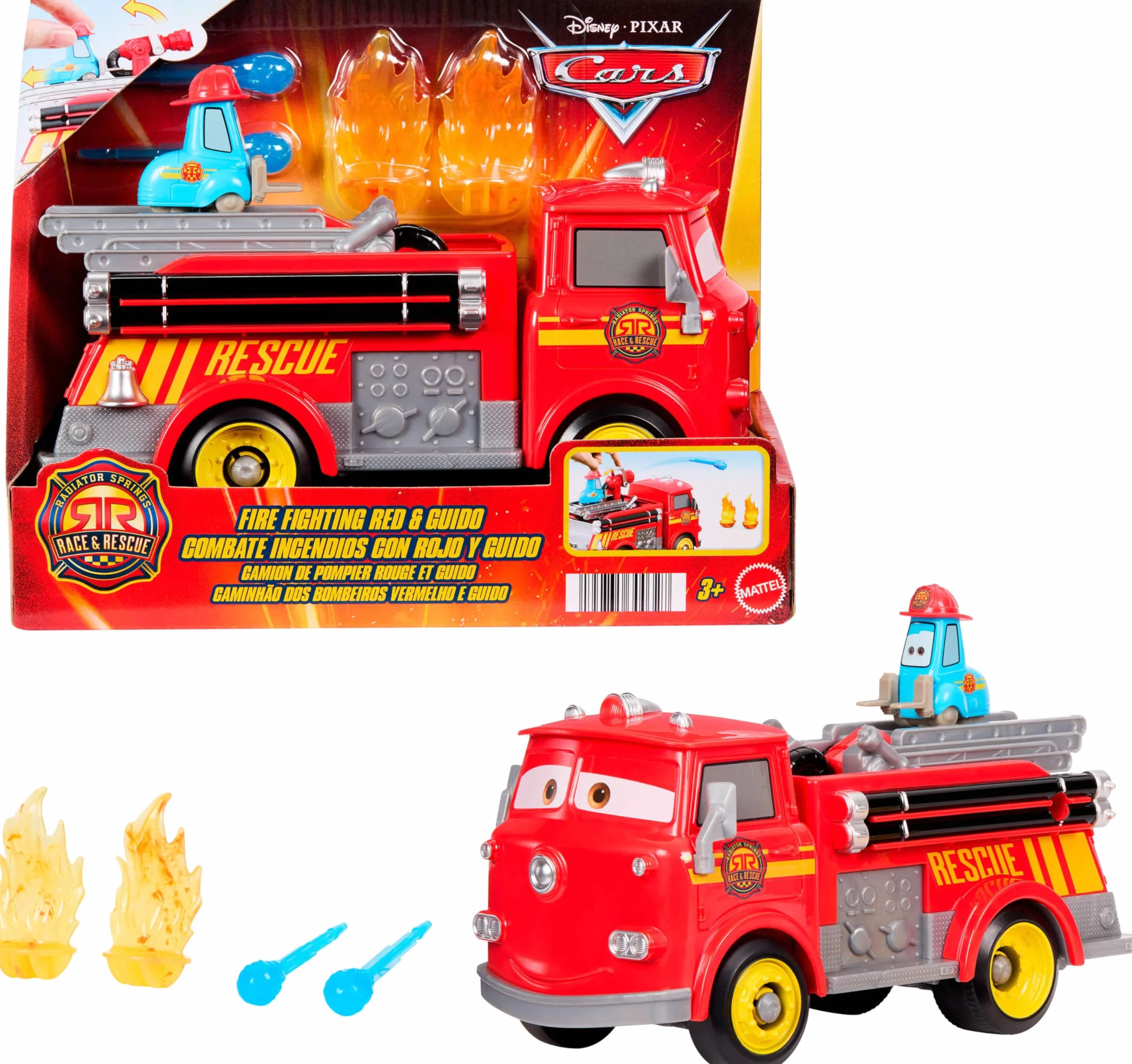 Mattel Cars Camion de Pompier Red & Guido Course Radiator Springs JFL54