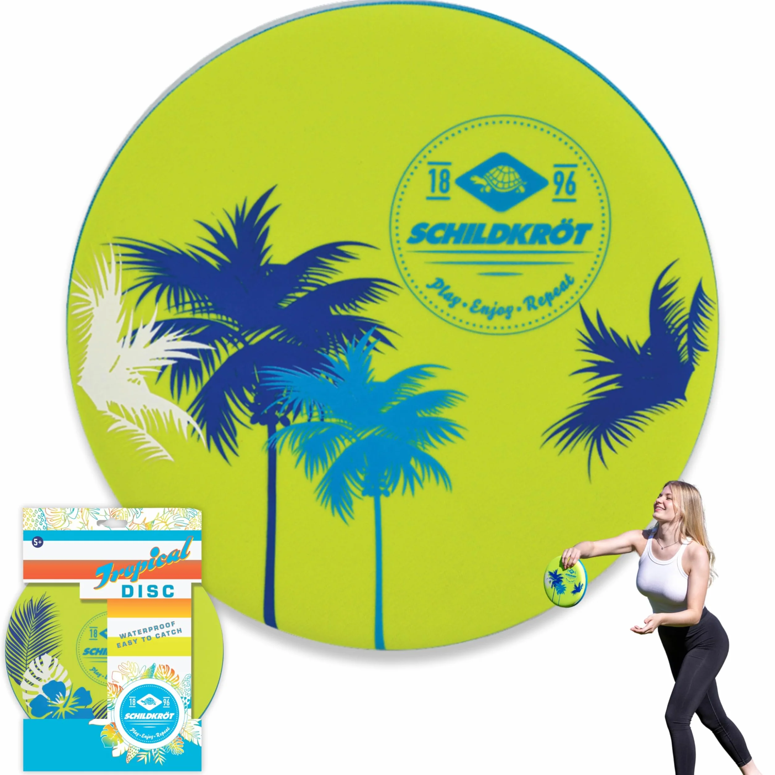 Schildkröt Frisbee Tropical Disque à Lancer en Mousse Solide Ø 23 cm Revêtement en Néoprène Résistant à l'eau Salée 970300