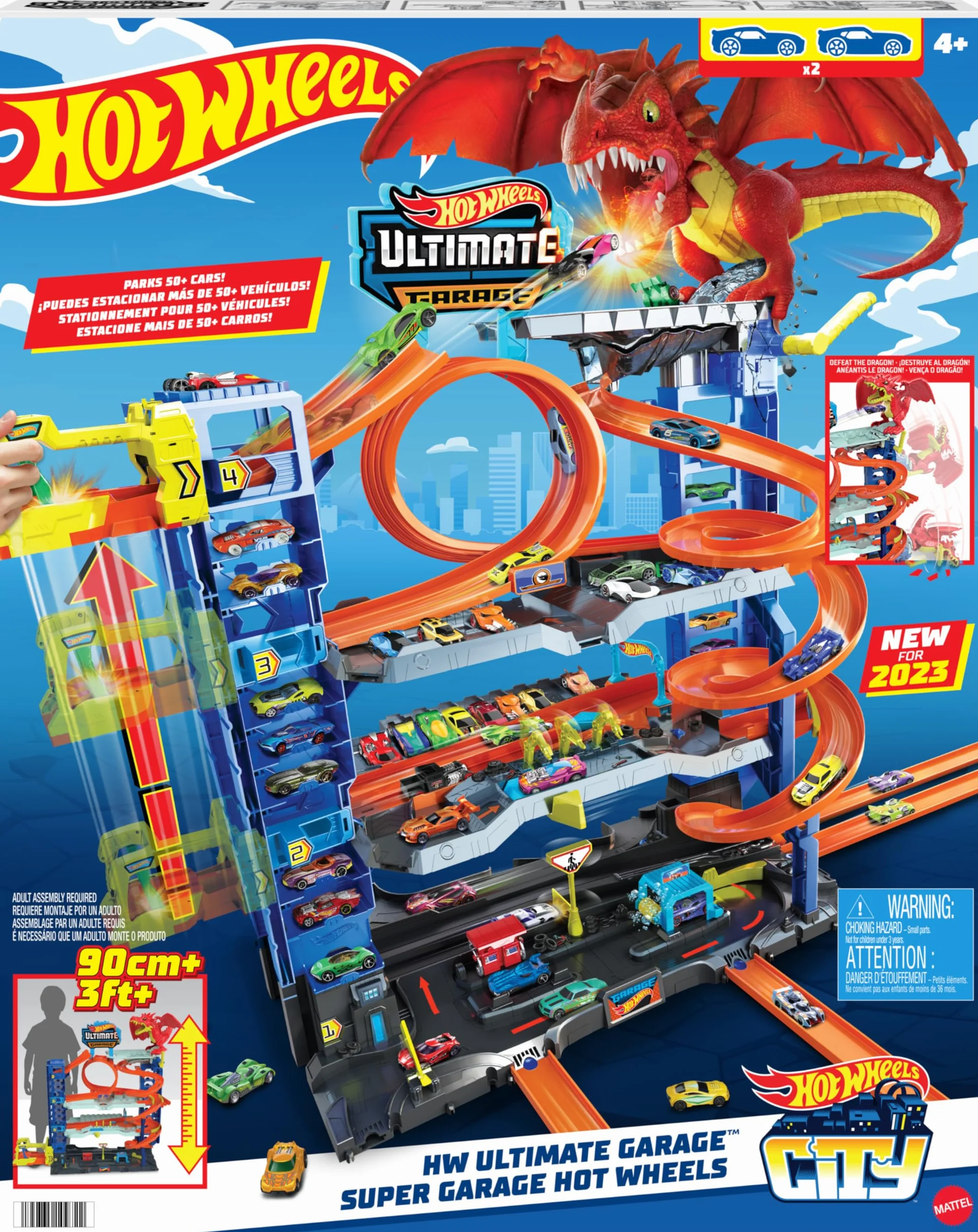 Hot Wheels Let's Race Netflix City Garage Ultime Coffret Jeu Construction 2 Voitures Rangement 50+ Voitures Échelle 1:64 4 Niveaux 5 Ans+