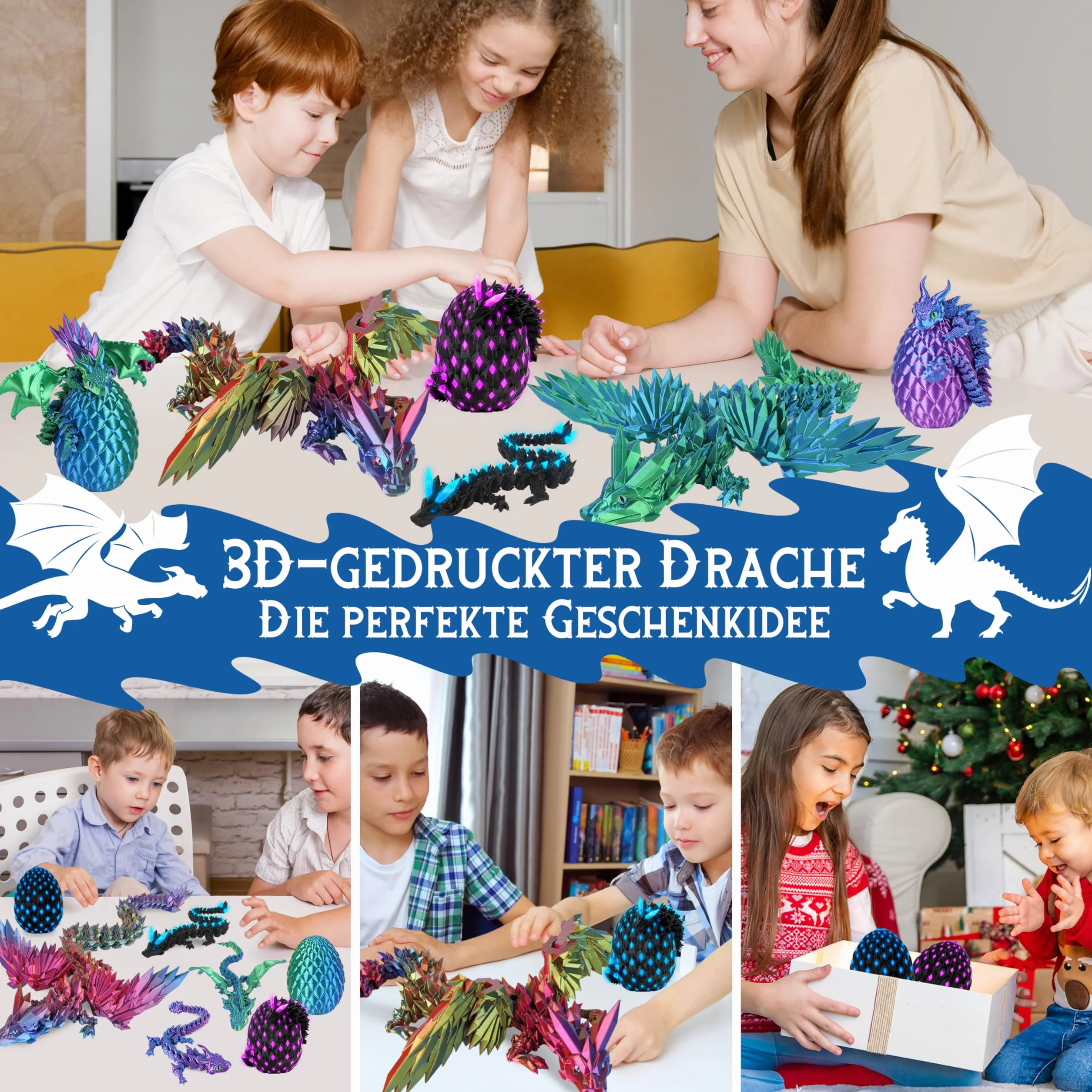 JONRRYIN Œufs de Dragon Articulé 3D Lumineux, Jouet Cadeau Enfants Adultes