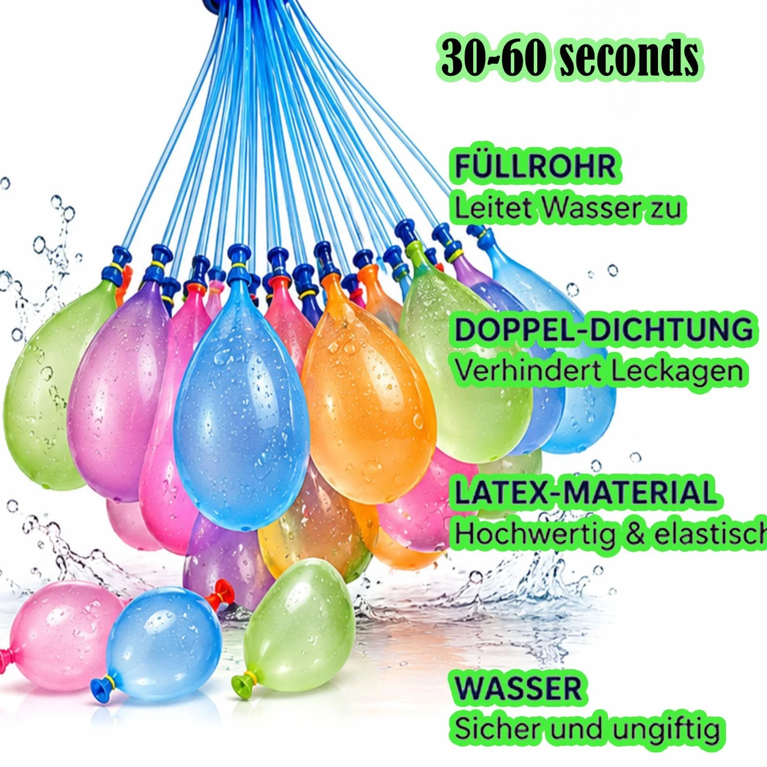 Bombe à Eau 444 pcs, Ballon d'Eau avec Buse d'Arrosage, Remplissage Rapide 60 Secondes, Jouets d'Été pour Enfants