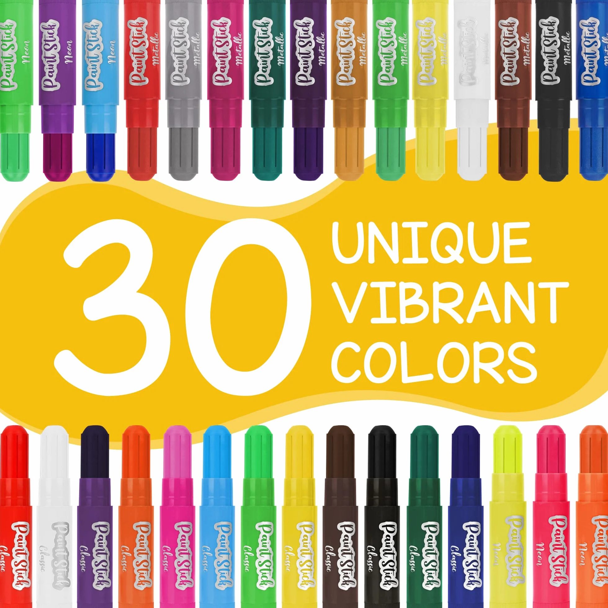Zenacolor Lot de 30 bâtons de peinture pour enfants - Fournitures d'art sans désordre