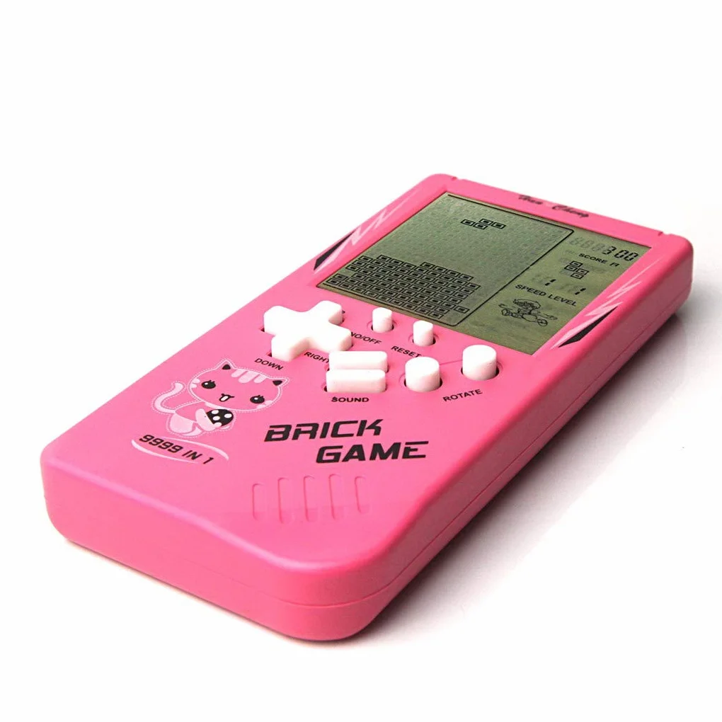 Console de Jeu en Brique Grand écran 9999 en 1 Rose - Jeu de Poche avec Réservoir, Course, Tir, Whac-A-Mole, Difficulté et Vitesse réglables