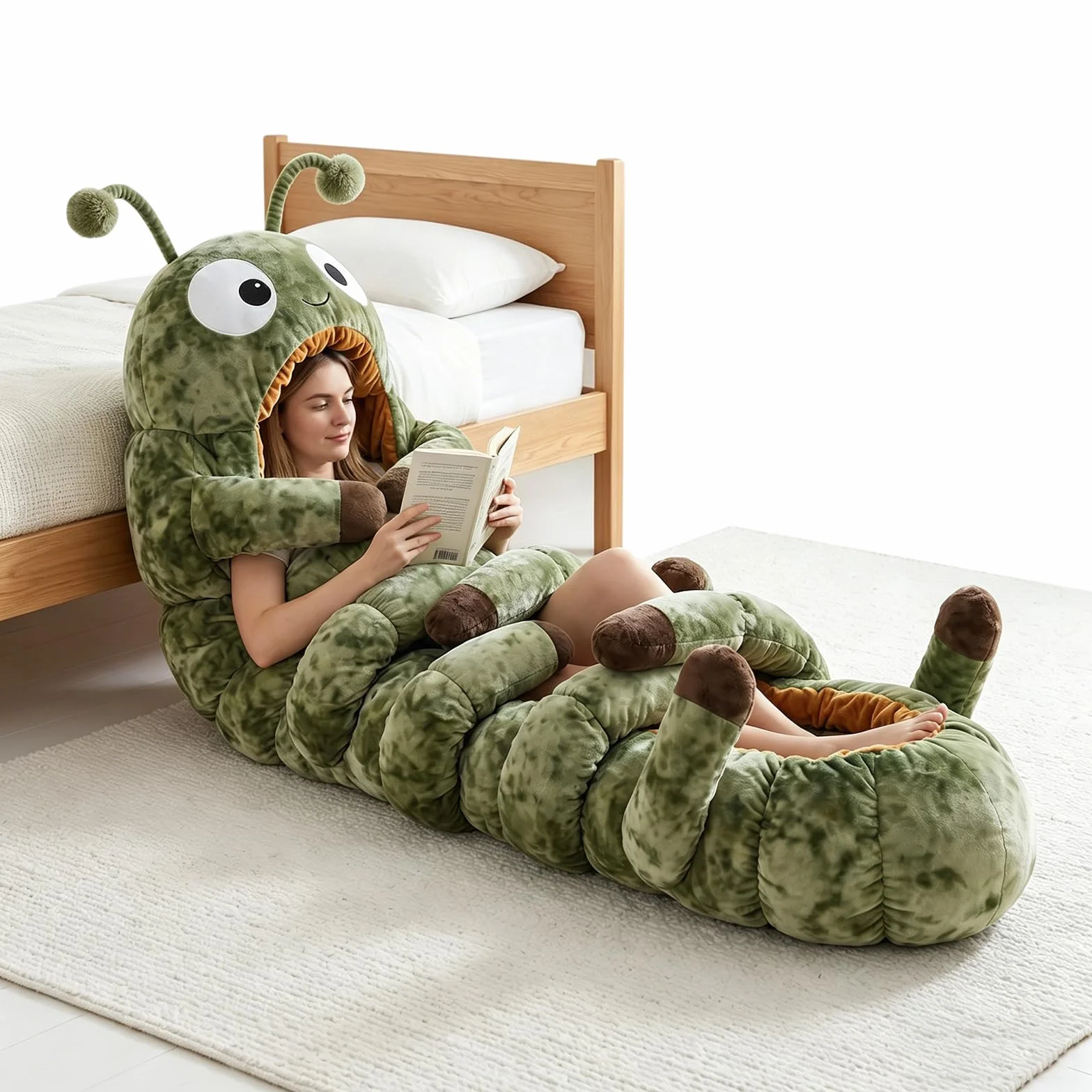 Sacs de Couchage Caterpillar Cocon en Peluche Léger Portable Multifonction
