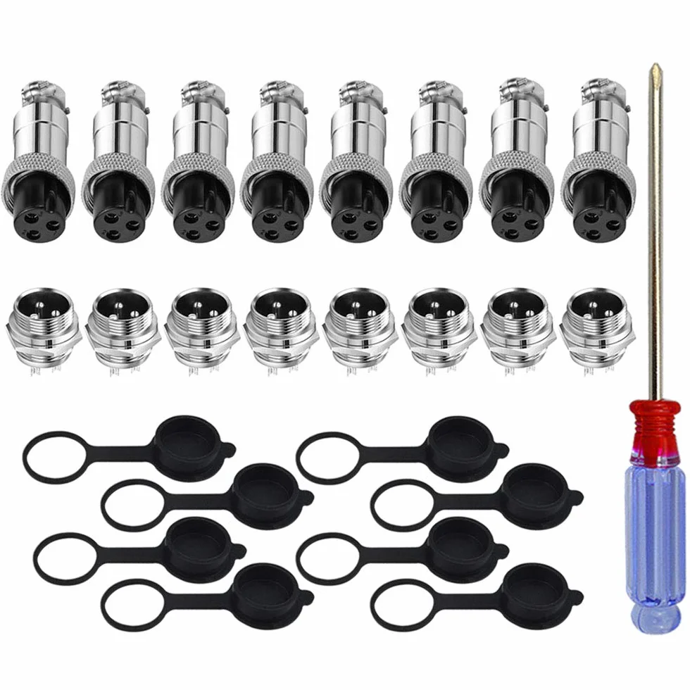 Connecteur Aviation GX12 3 Broches 5A 12mm Mâle Femelle Métal Panneau