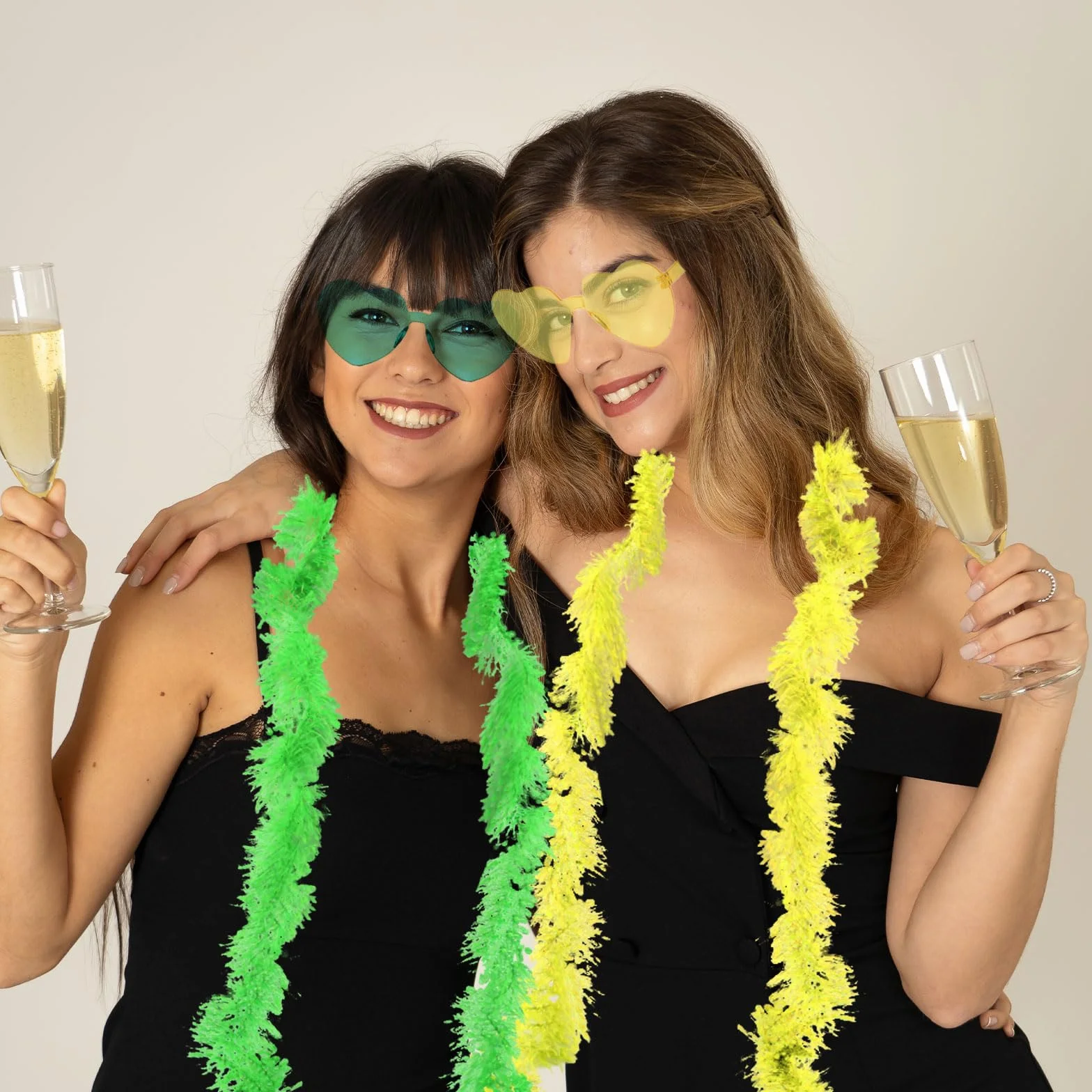 Lot de 12 boas en plumes avec lunettes de soleil sans monture pour femme Cosplay Halloween