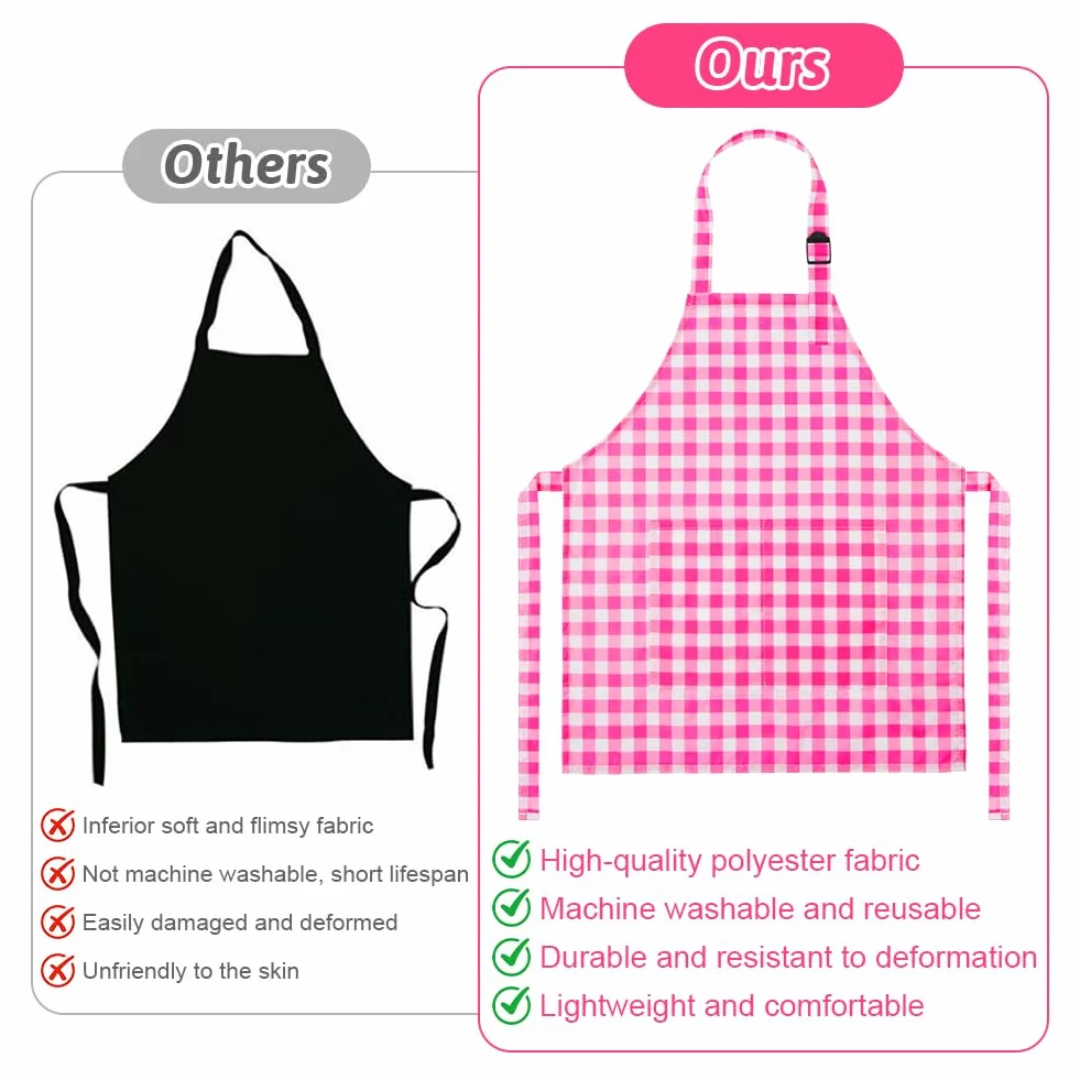 DiULi Ensemble Tablier et Toque de Chef pour Enfants, Tablier de Cuisine Réglable avec 2 Poches