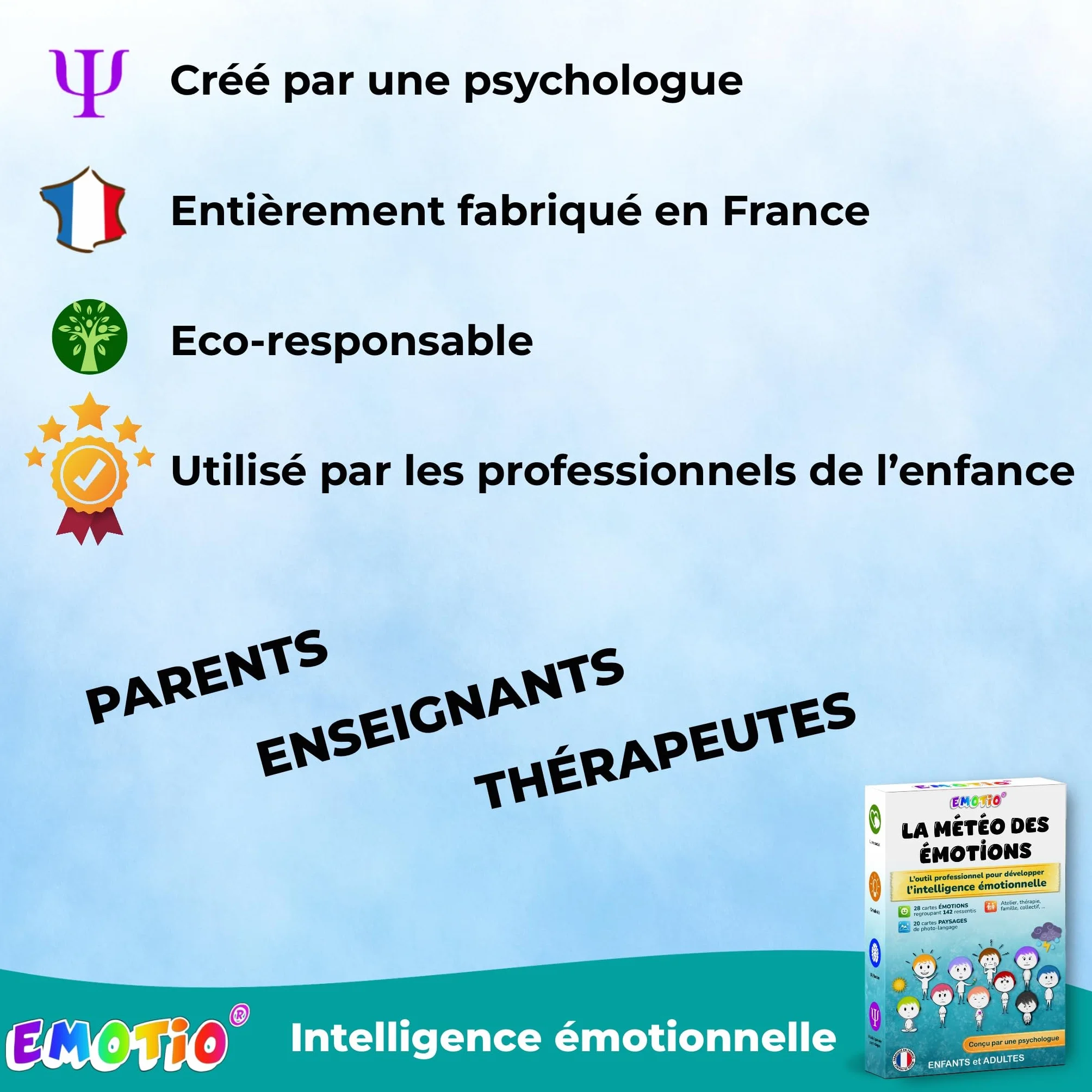 La Météo des Émotions Jeu éducatif 142 émotions 20 paysages Photo-langage Fabriqué en France