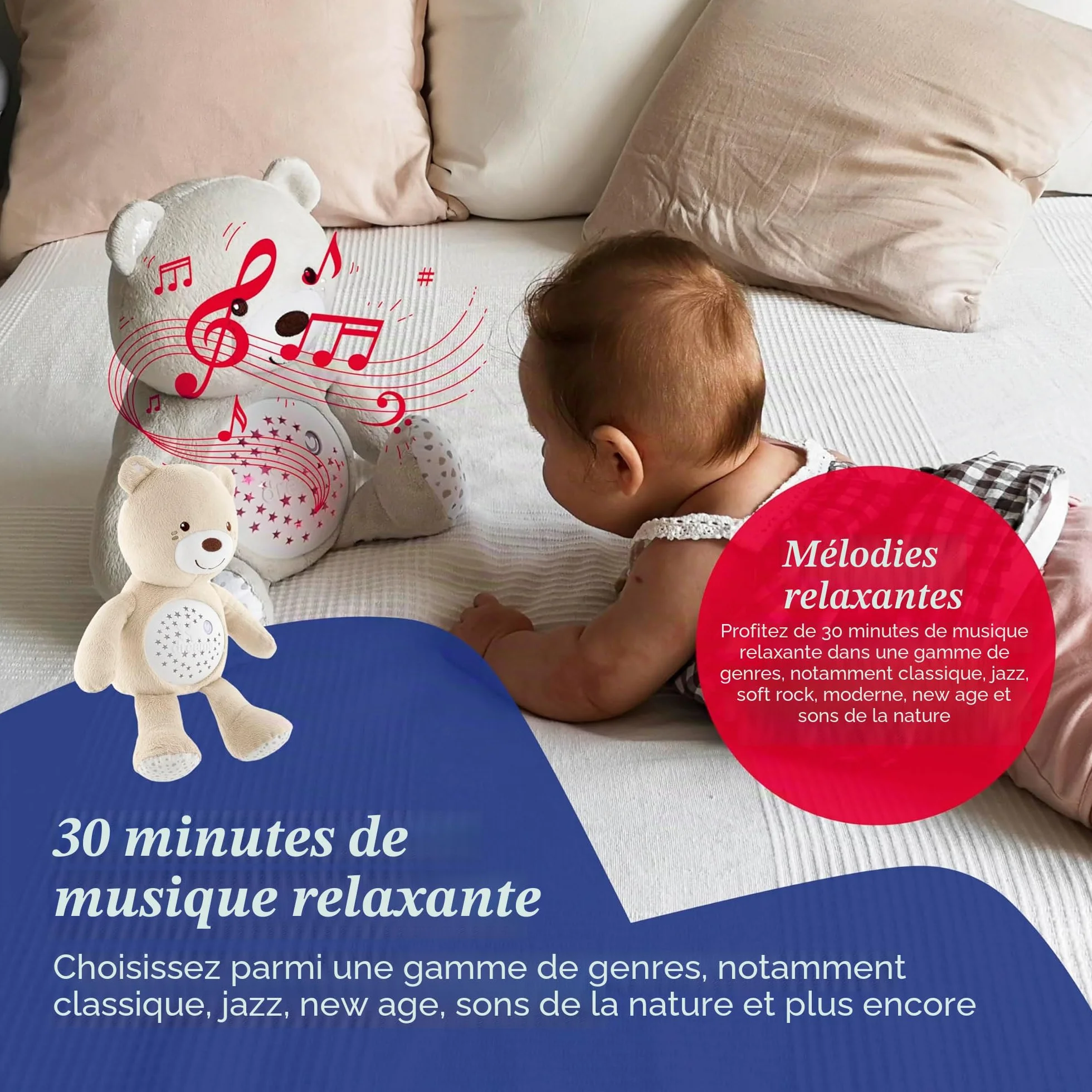 Chicco Ours en peluche Baby Bear First Dreams avec projecteur veilleuse mélodies relaxantes pour bébés 0 mois+